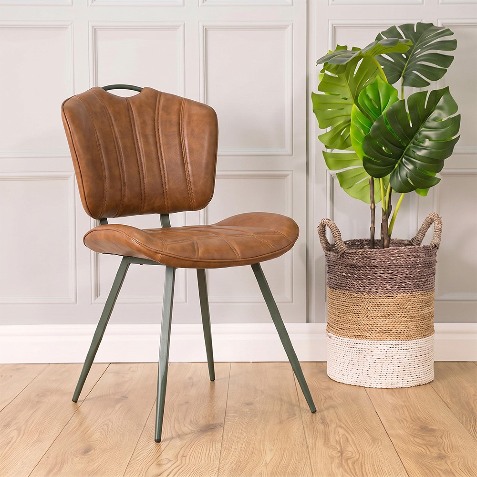 Gustavia Dining Chairs - Set of 2 - Vintage Leather - Tan