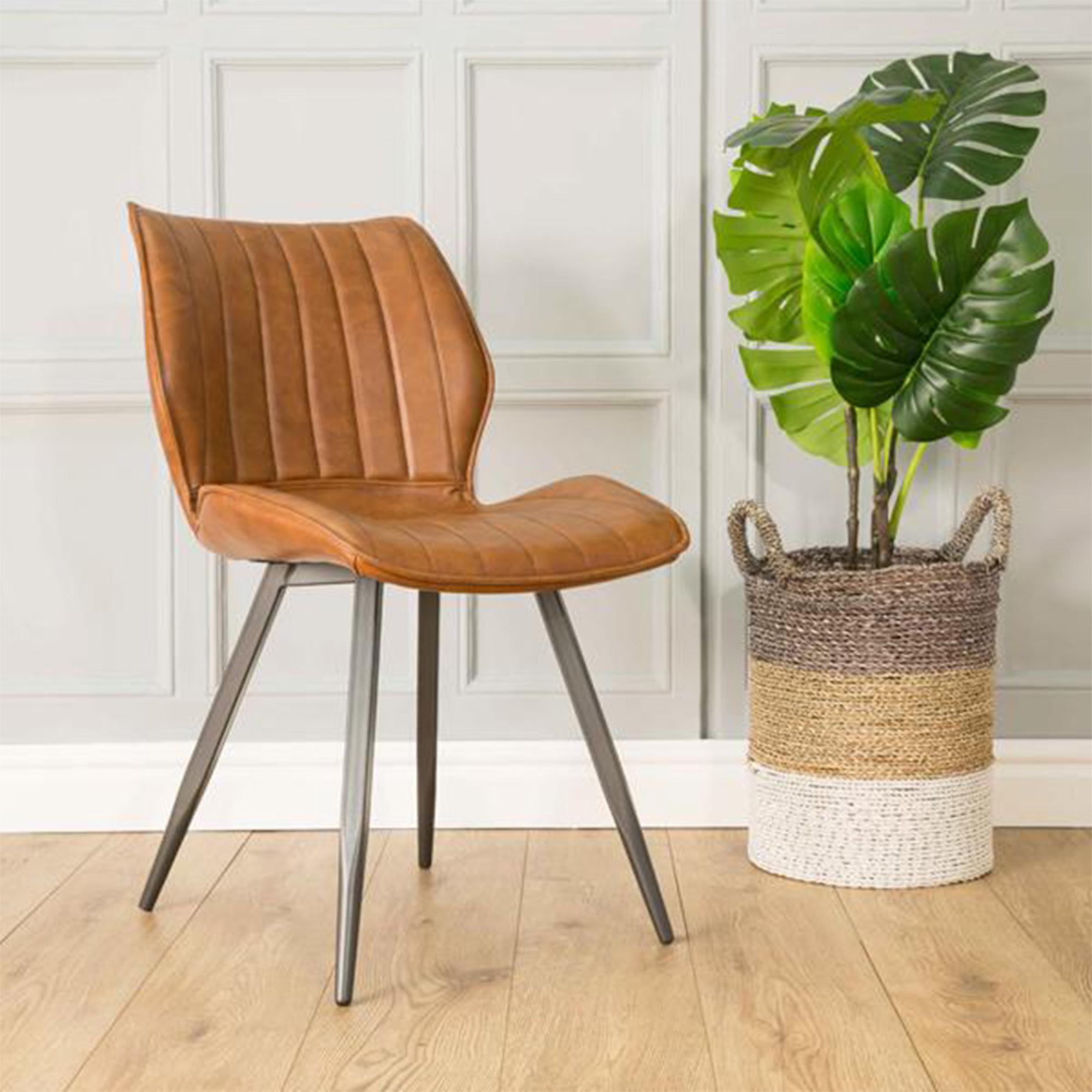 Norwich Dining Chairs - Set of 2 - Vintage Leather - Tan