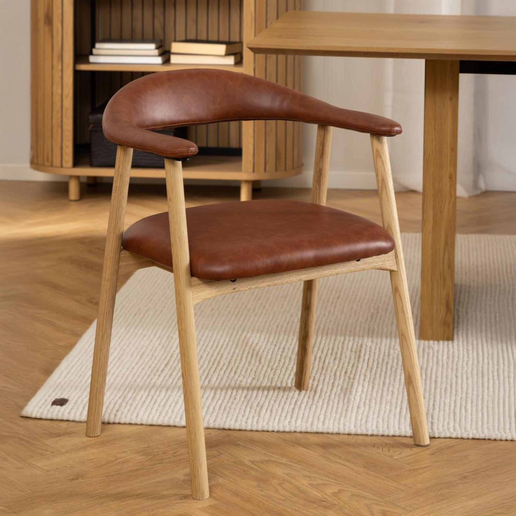 Addi Dining Armchair - Set of 2 - Brandy Faux Leather