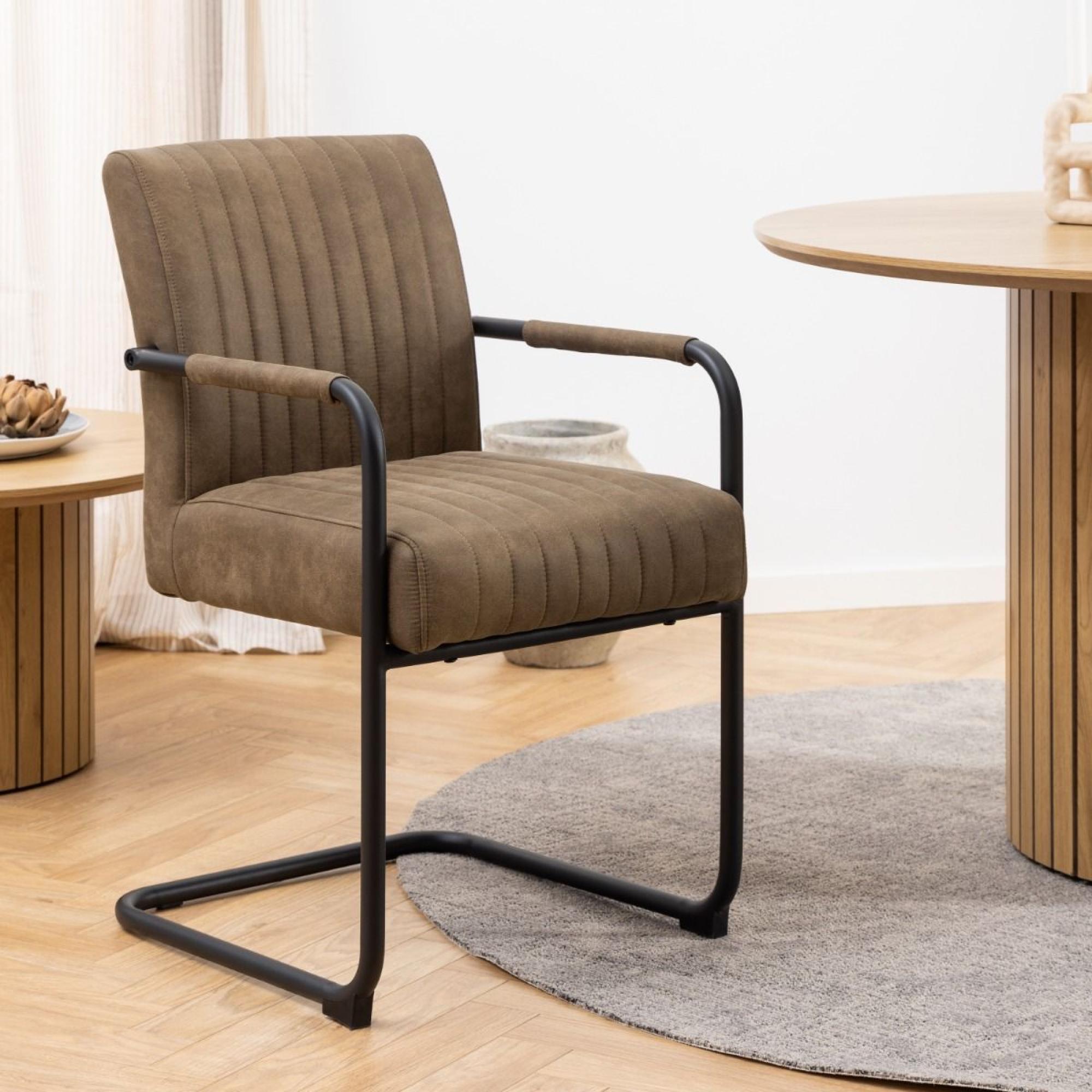 Adele Dining Chair - Set of 2 - Light Brown Fabric