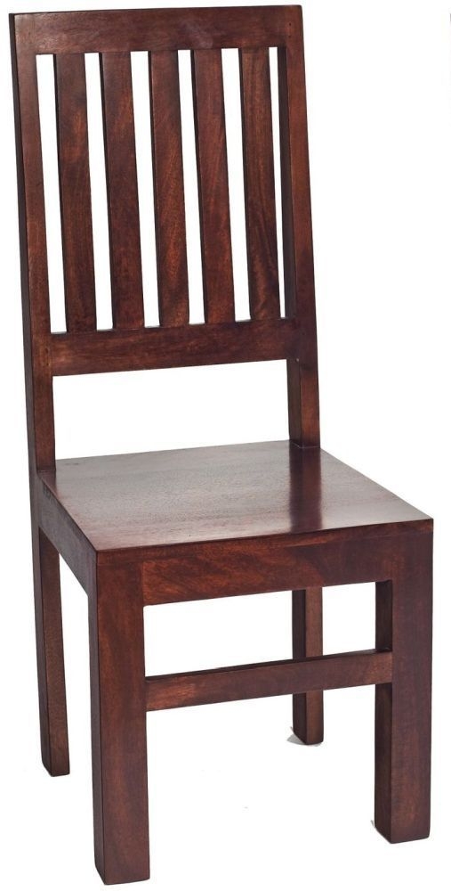 Ajmer Dining Chairs - Set of 2 - Slatted Back - Dark Mango Wood