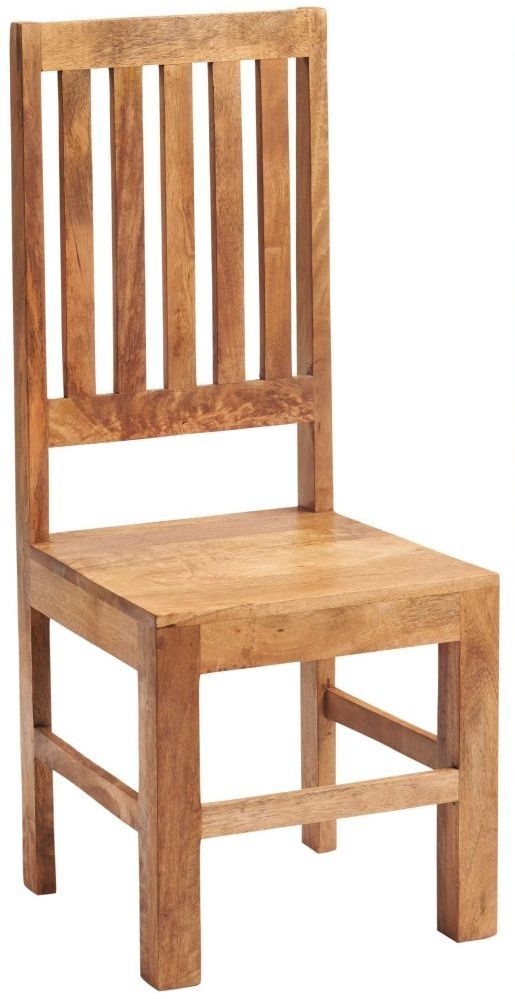 Ajmer Dining Chairs - Set of 2 - Slatted Back - Light Mango Wood