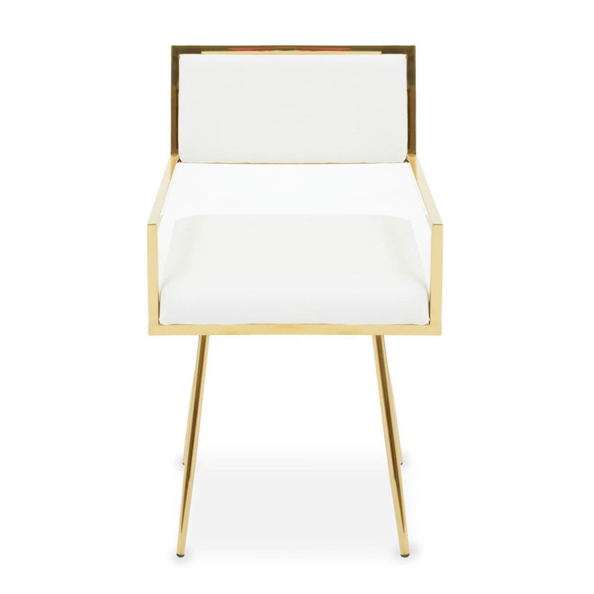 Azalea Dining Chair - Set of 2 - Ivory Faux Leather with Gold Metal Frame