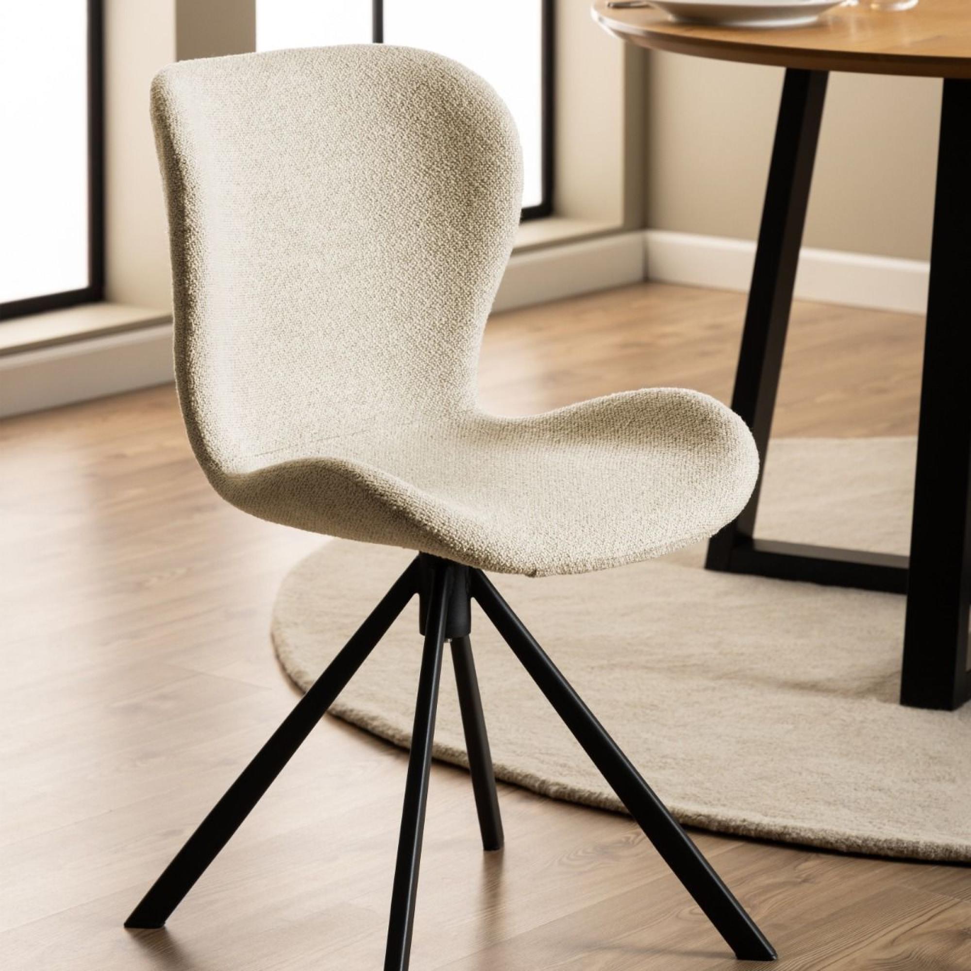 Batilda Dining Chair - Set of 2 - Swivel - Cream Fabric