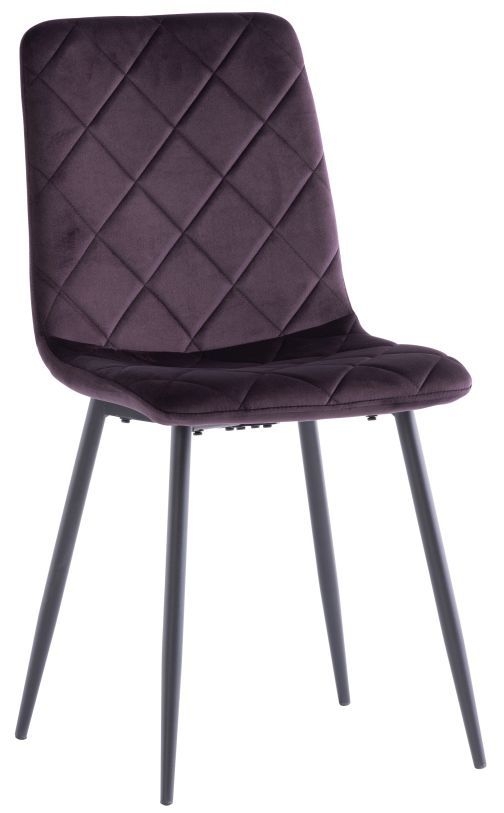 Bella Dining Chair - Set of 2 - Cross Stitched - Aubergine Velvet