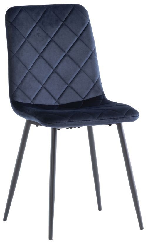Bella Dining Chair - Set of 2 - Cross Stitched - Deep Blue Velvet