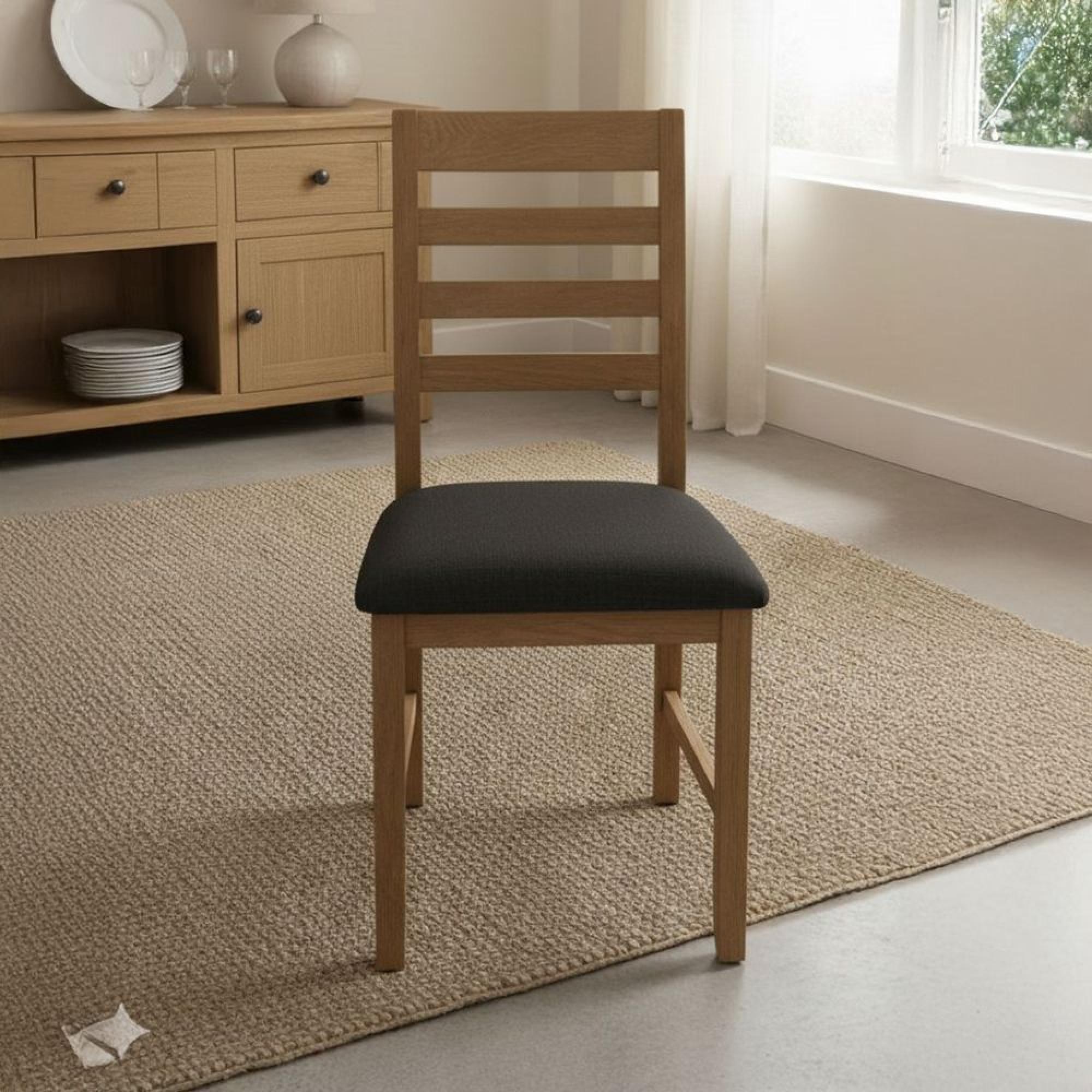 Bergen Ladder Back Dining Chair - Set of 2 - Victoria Steel Fabric