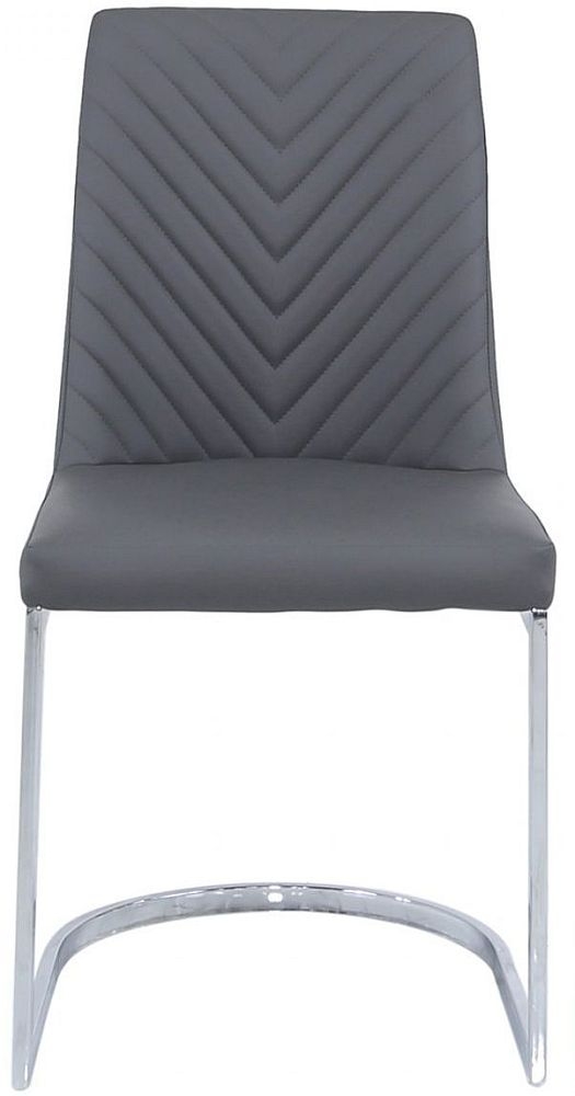 Chevron Dining Chair - Set of 2 - Grey Faux Leather