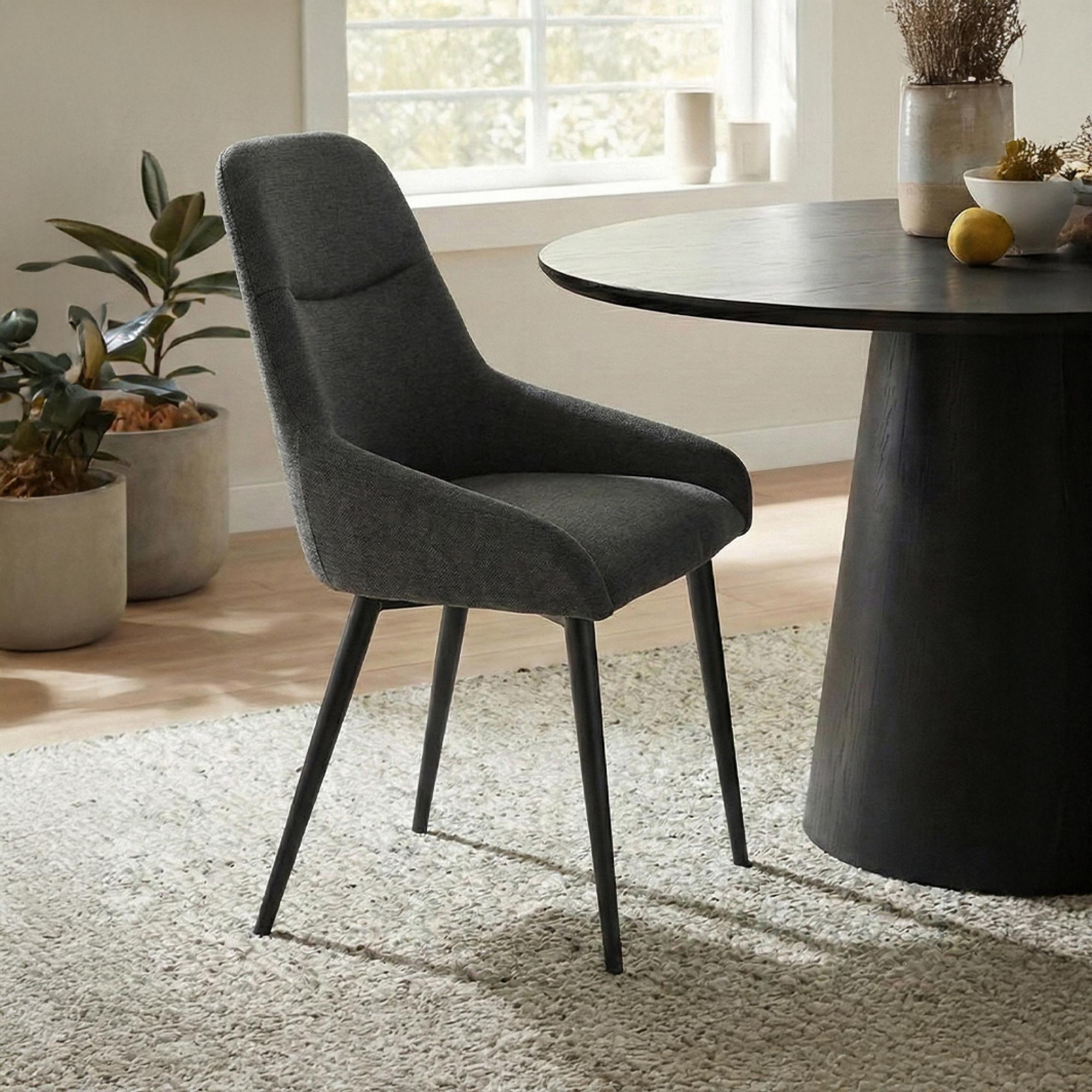 Claflin Dining Chair - Set of 2 - Dark Grey Fabric