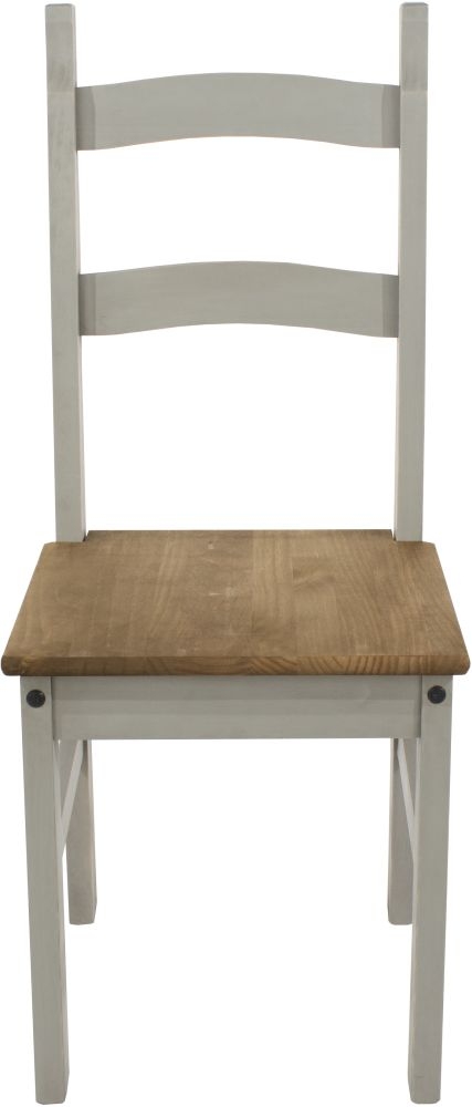 Corona Dining Chair - Set of 2 - Ladder Back - Grey Mexican Pine