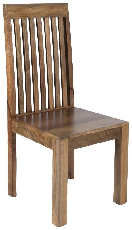 Cuban Dining Chairs - Set of 2 - Slatted Back - Natural Mango Wood