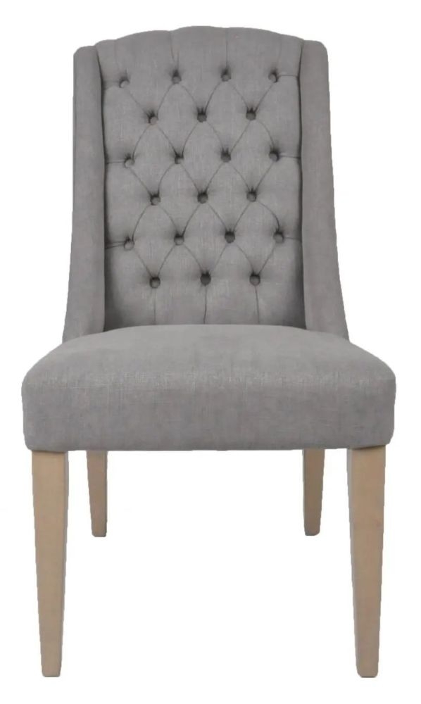 Dax Dining Chair - Set of 2 - Slate Grey Linen Fabric