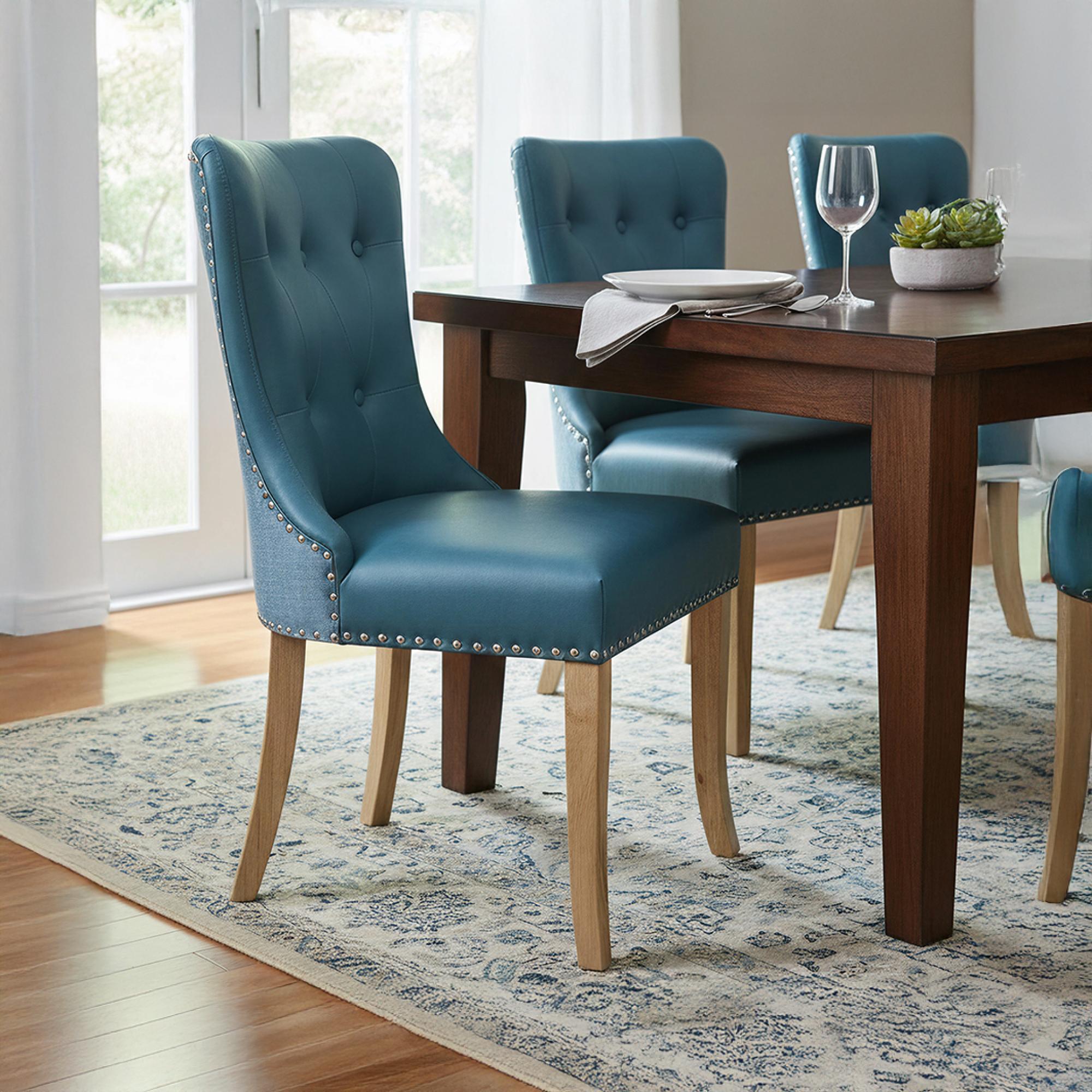 Dorset Dining Chair - Hug - Set of 2 - Blue Faux Leather