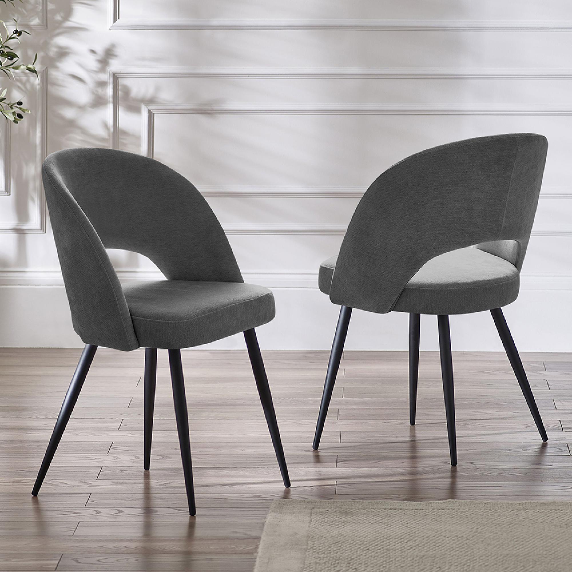 Ella Dining Chair - Set of 2 - Onyx Dark Grey Fabric