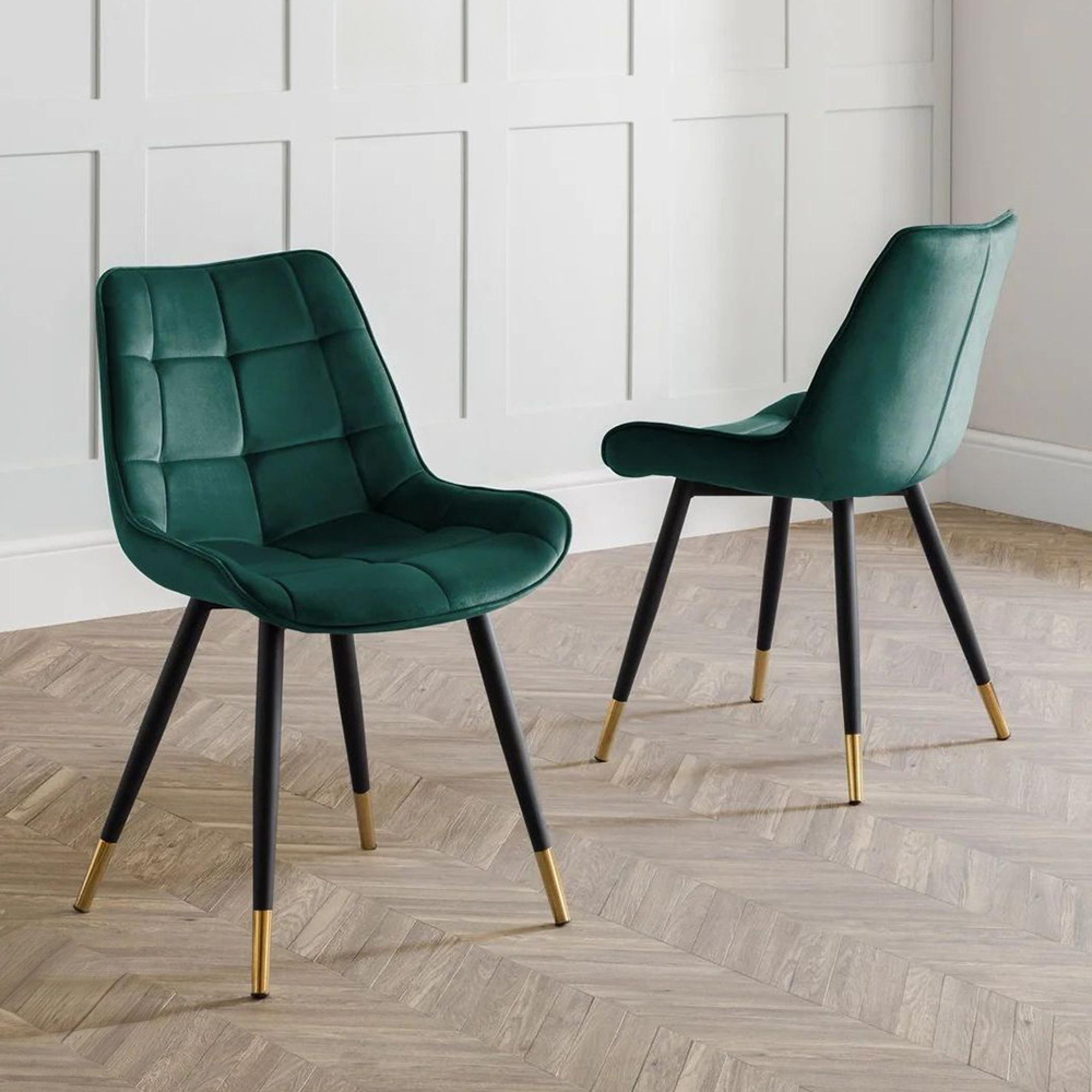 Hadid Dining Chair - Set of 2 - Green Velvet Fabric