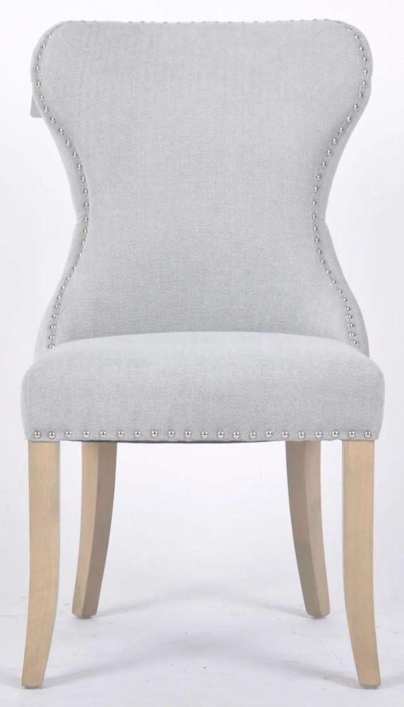 Honfleur Dining Chair - Set of 2 - Grey Fabric - Button Back