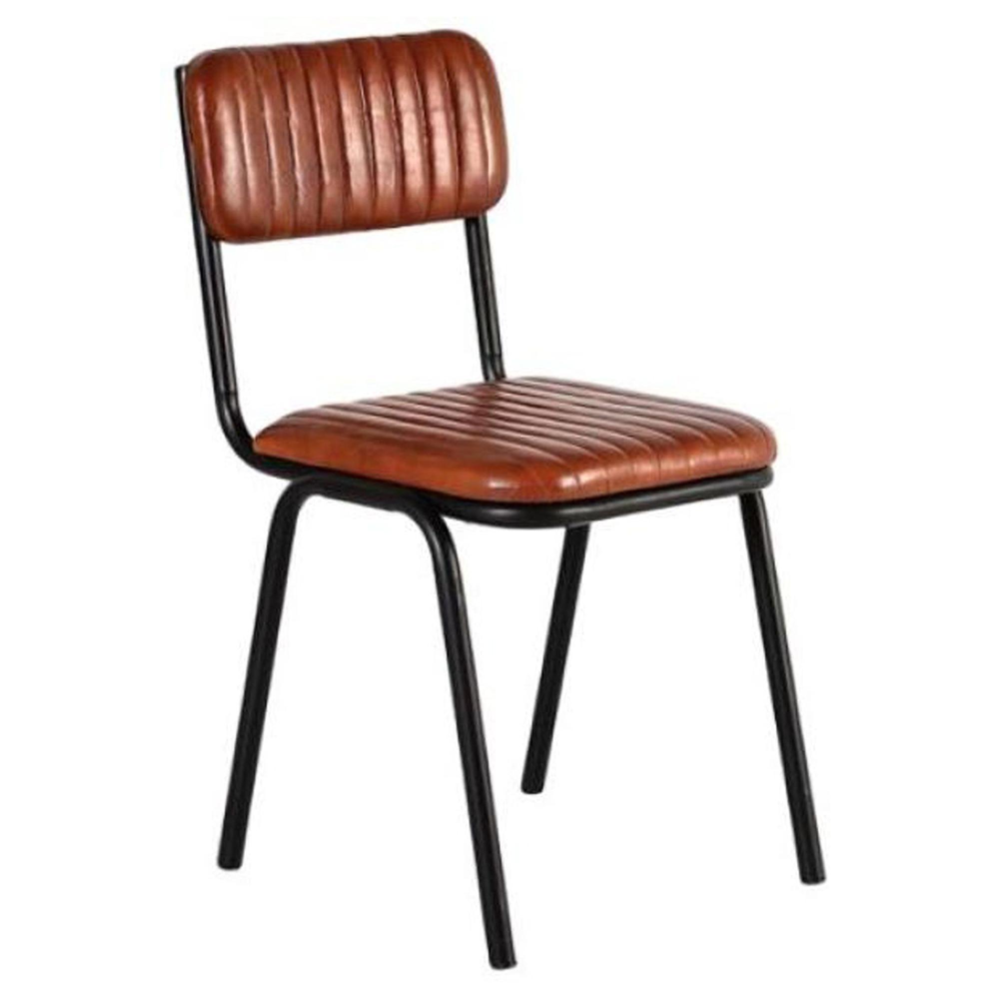 Idle Dining Chair - Industrial Style - Brown Leather - Set of 2