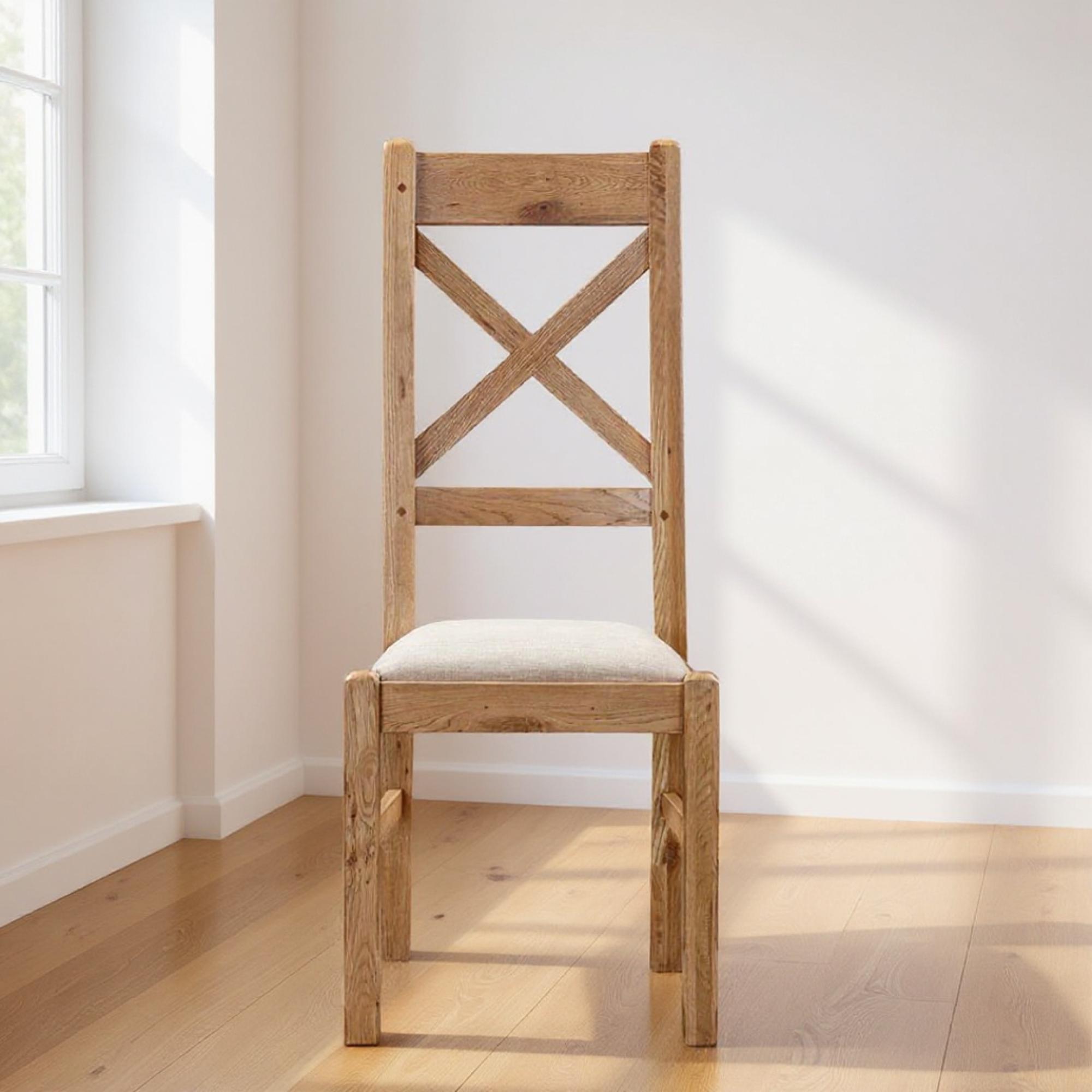 Janelle Dining Chair - Cross Back - Set of 2 - Rustic Oak