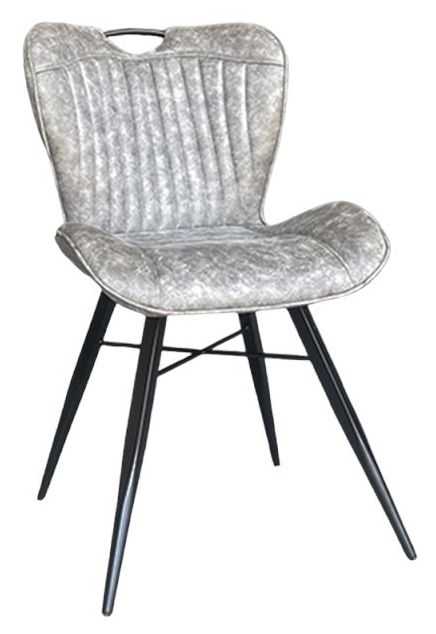 Kerela Dining Chairs - Set of 2 - Grey Faux Leather