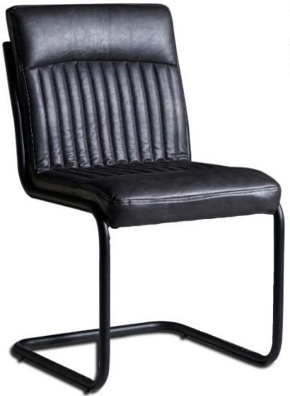 Kota Dining Chairs - Set of 2 - Cantilever - Dark Grey Faux Leather