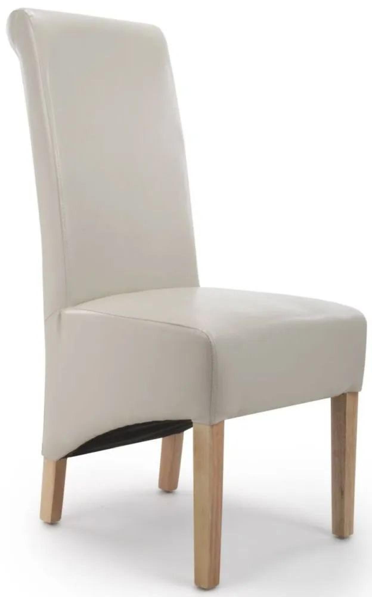 Krista Dining Chair - Set of 2 - Bonded Leather - Ivory - Roll Back
