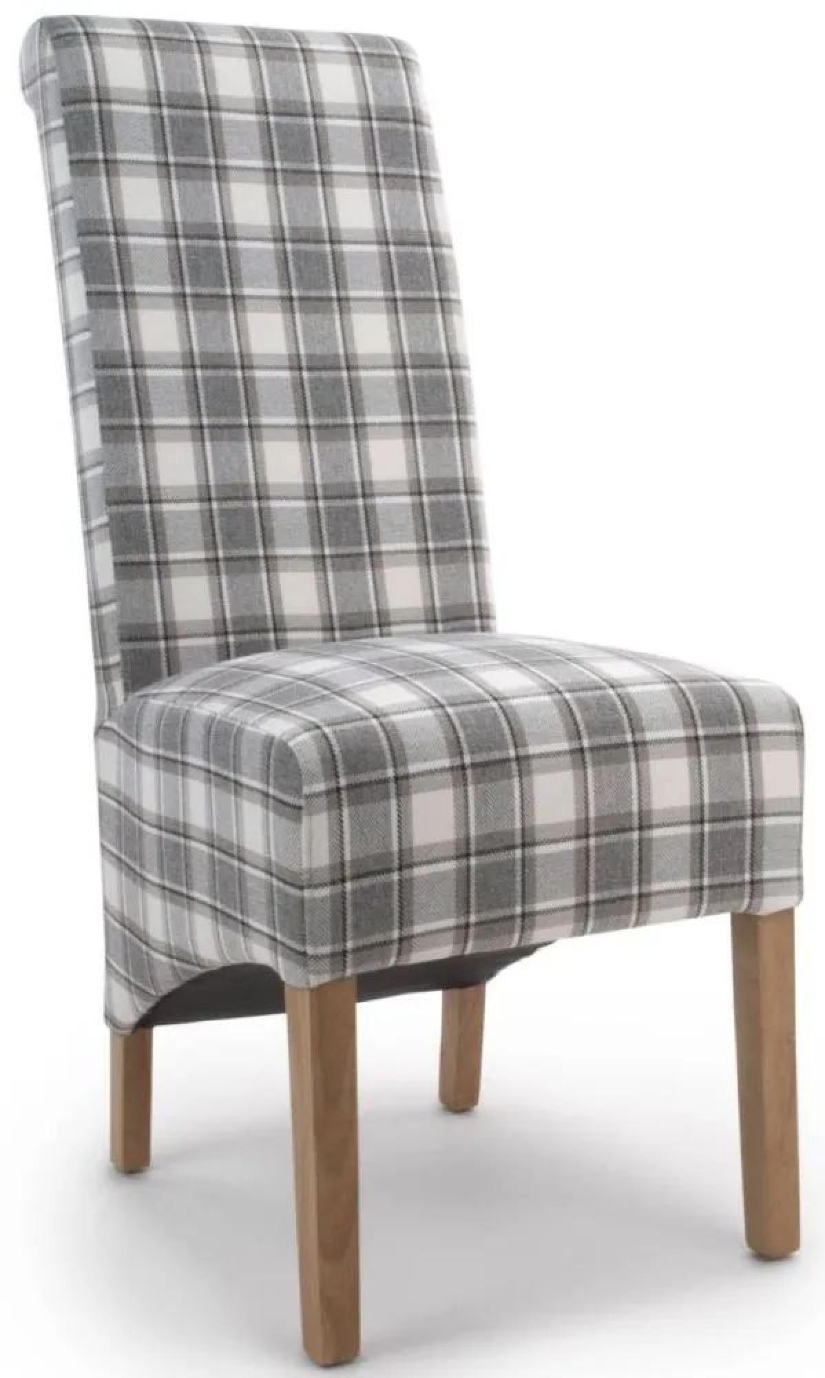 Krista Dining Chair - Set of 2 - Herringbone Check - Cappuccino - Roll Back