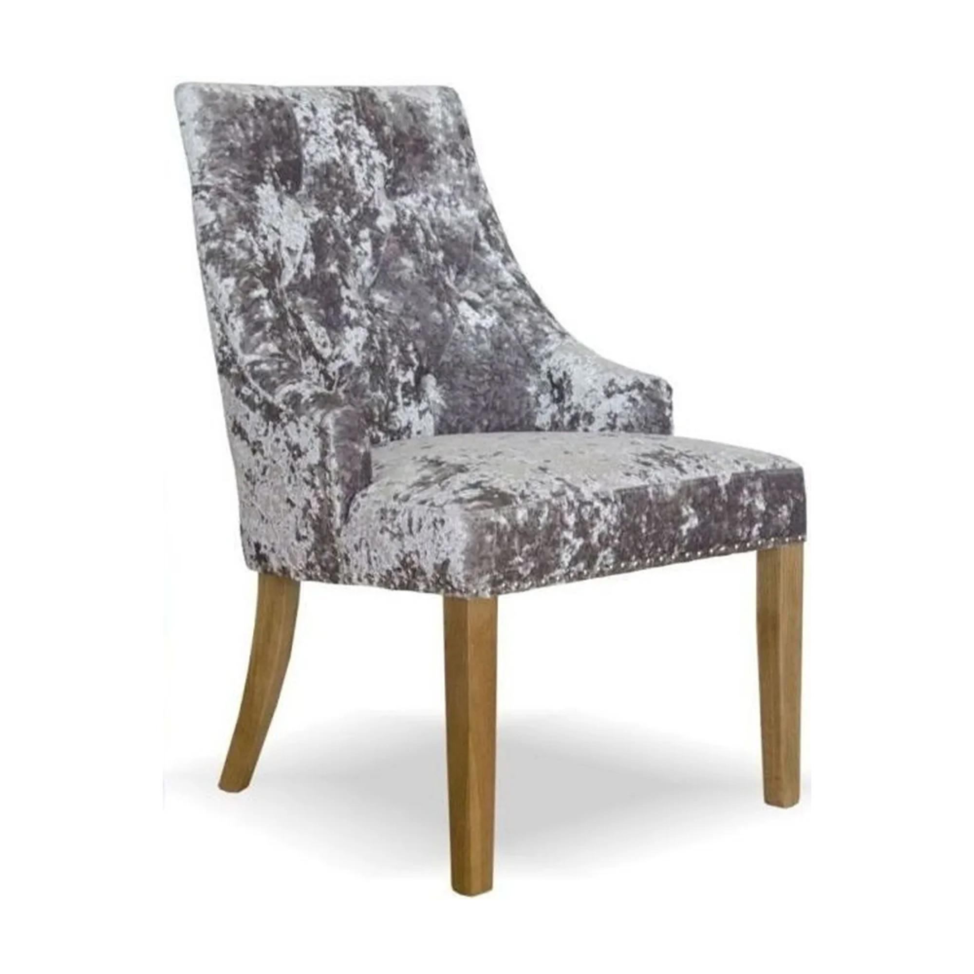 Bergen Dining Chair - Set of 2 - Silver Deep Crushed Velvet