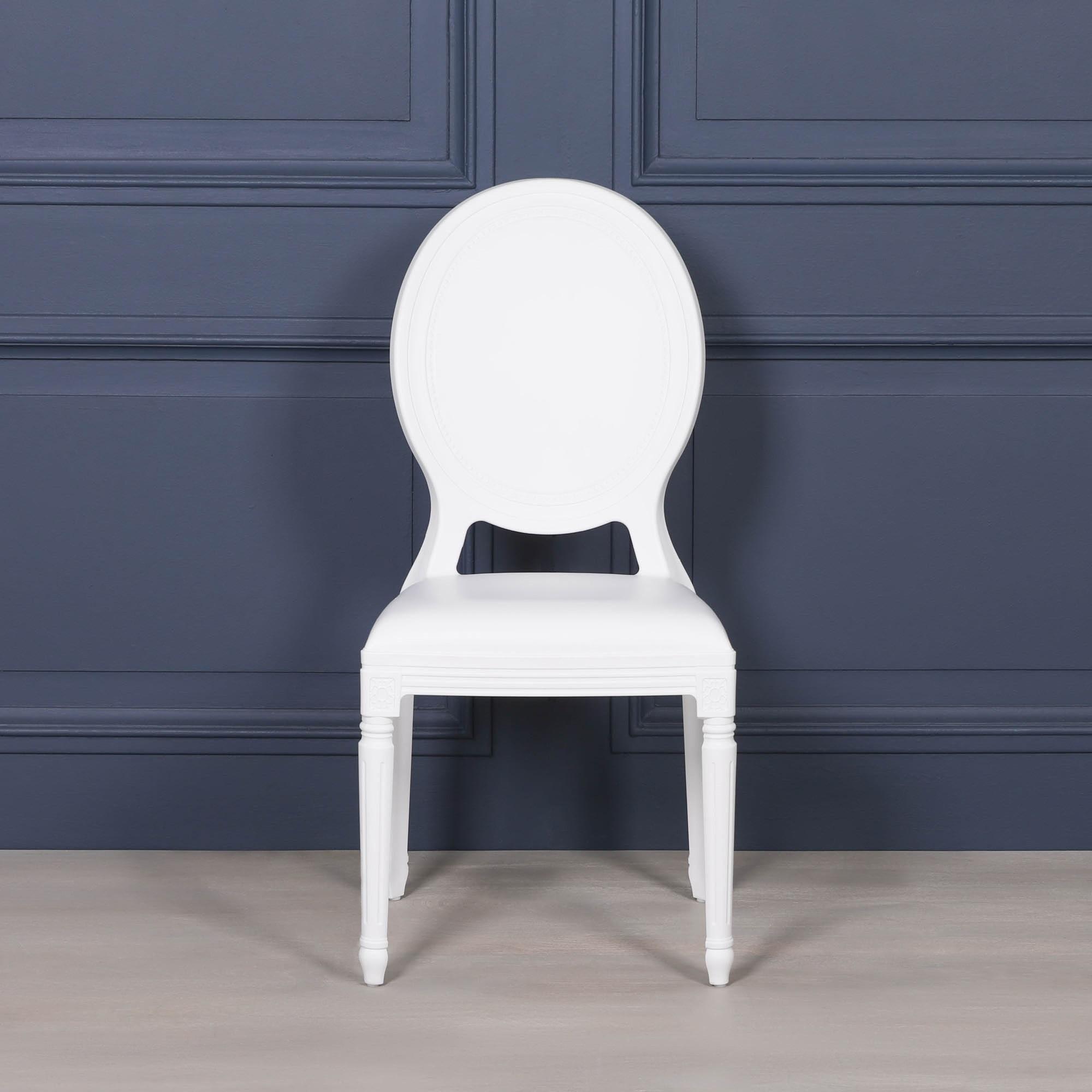 Louis Oval Back Dining Chair - Set of 2 - White