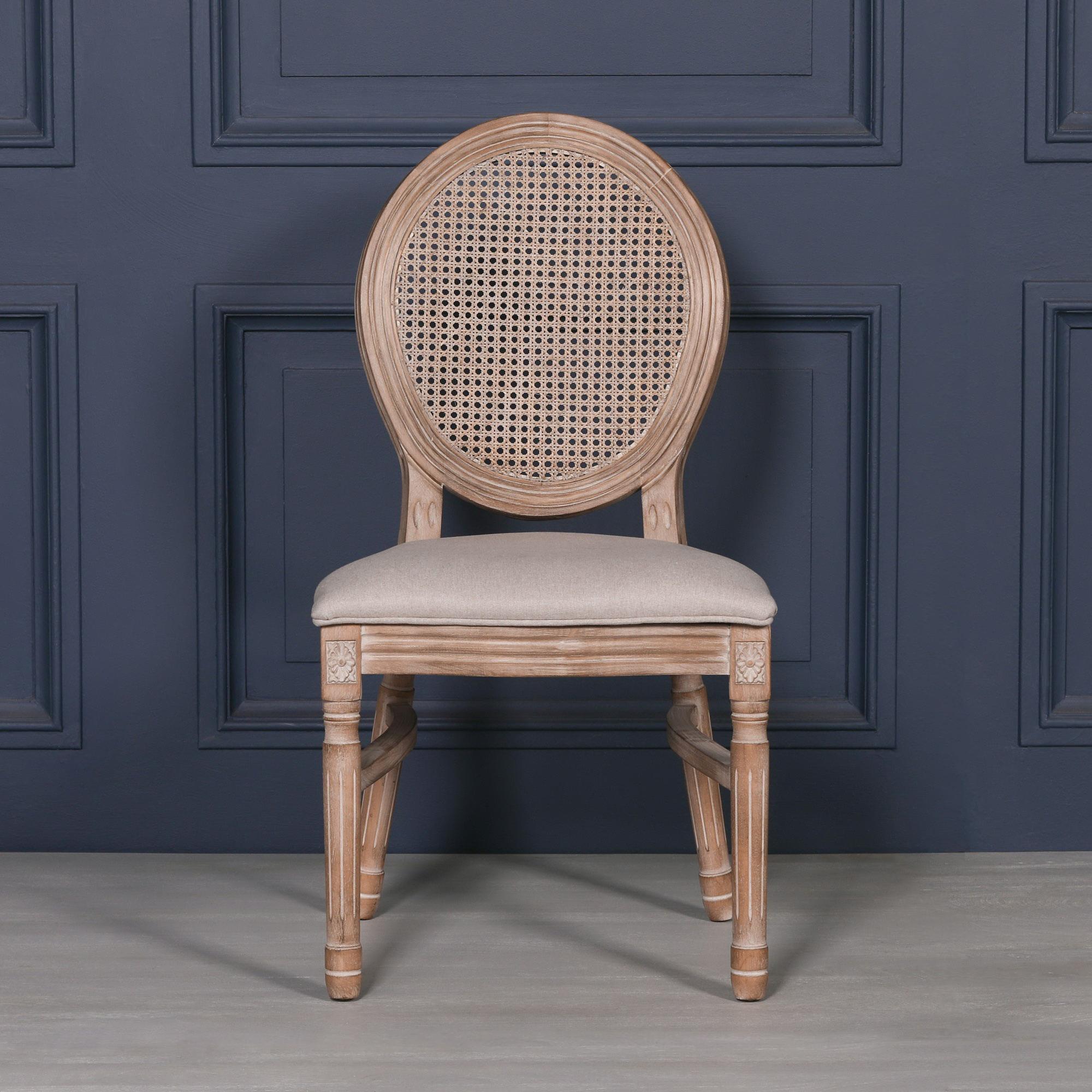 Louise Birch Wood and Rattan Oval Back Dining Chair - Set of 2