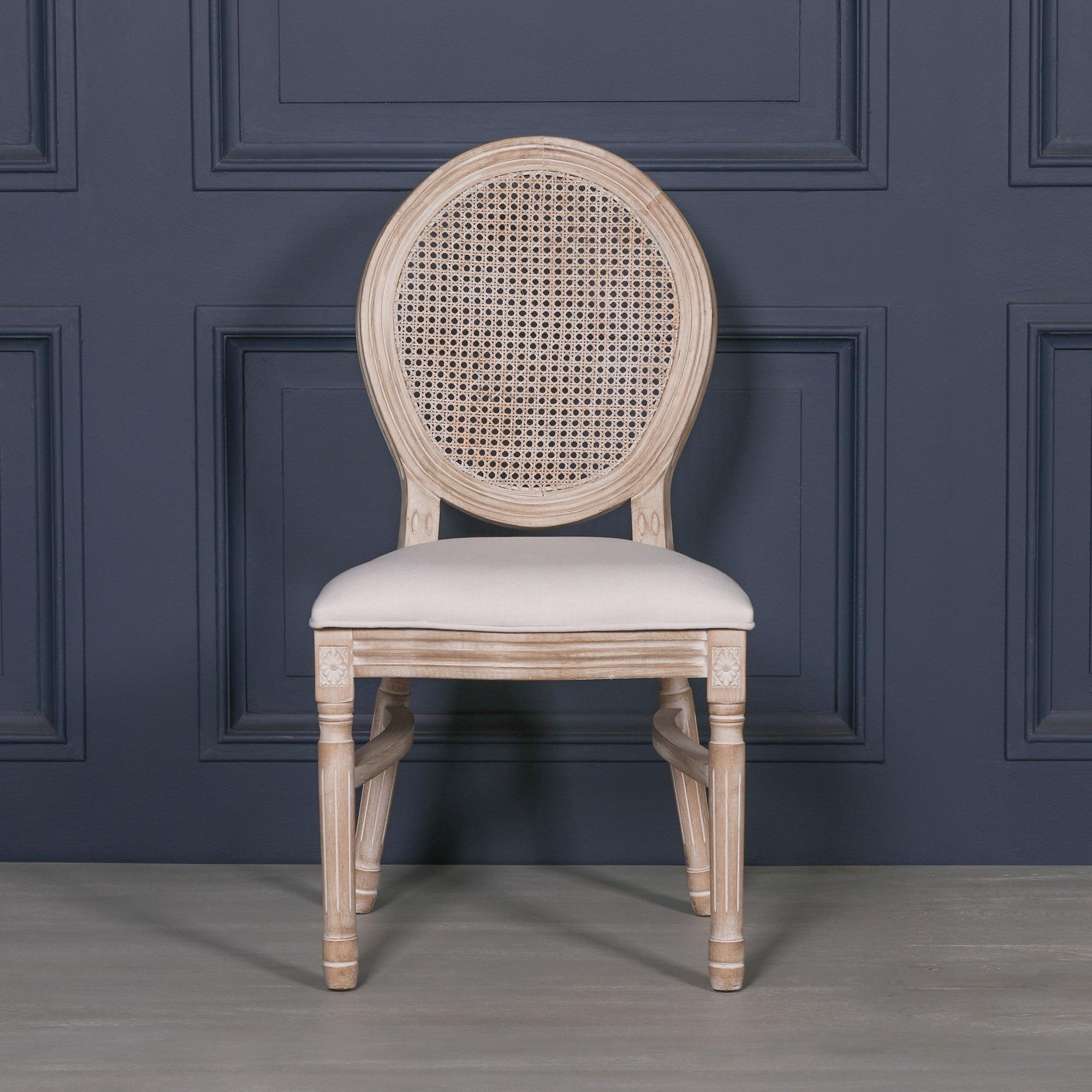 Louise Wood and Rattan Oval Back Dining Chair - Set of 2