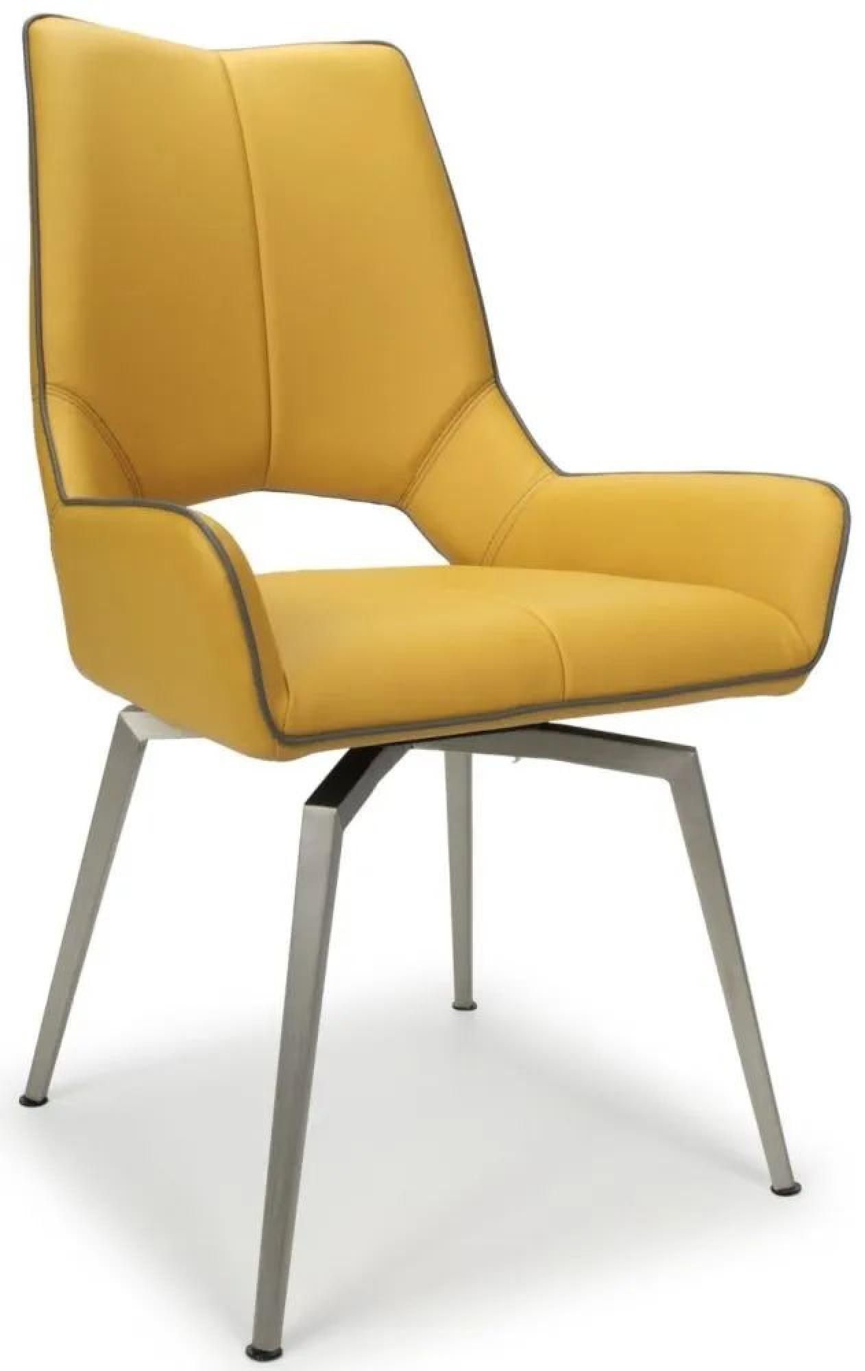 Mako Dining Chair - Set of 2 - Yellow Leather - Swivel