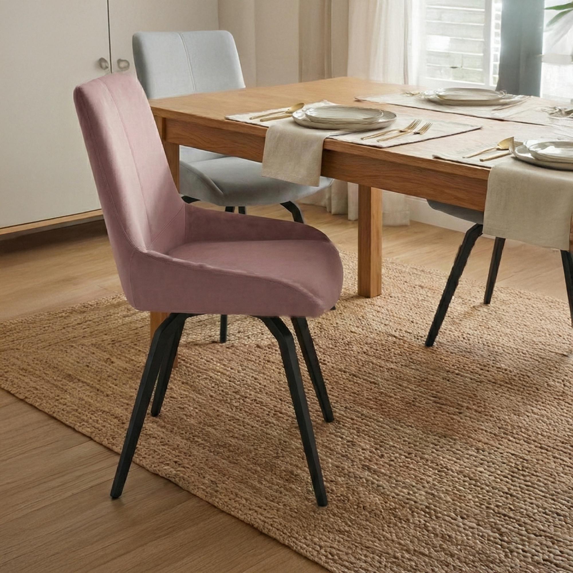 Malcom Dining Chair - Swivel - Set of 2 - Pink Fabric