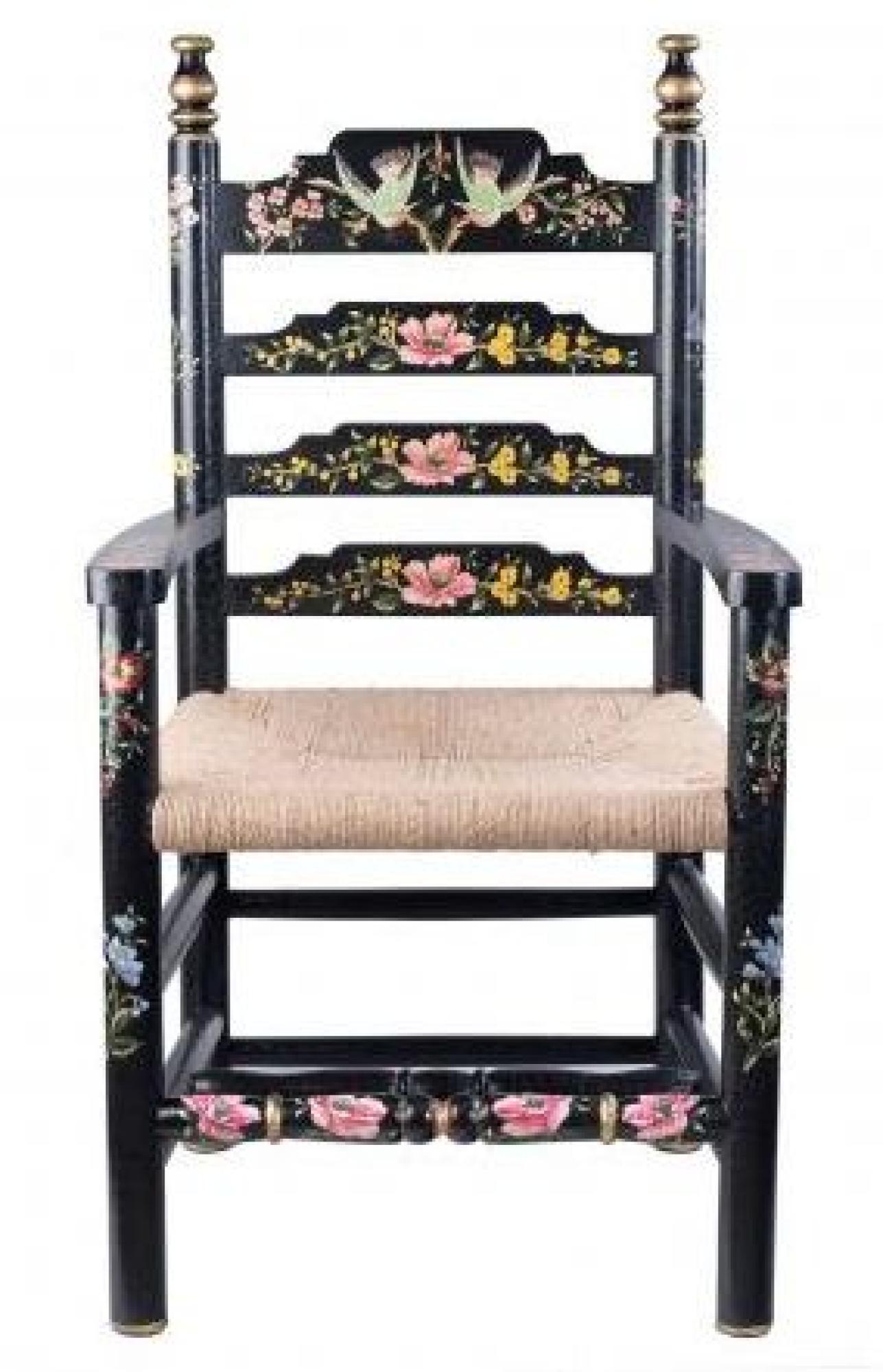 Meerut Dining Armchairs - Set of 2 - Wooden - Lyre Bird Design - Black