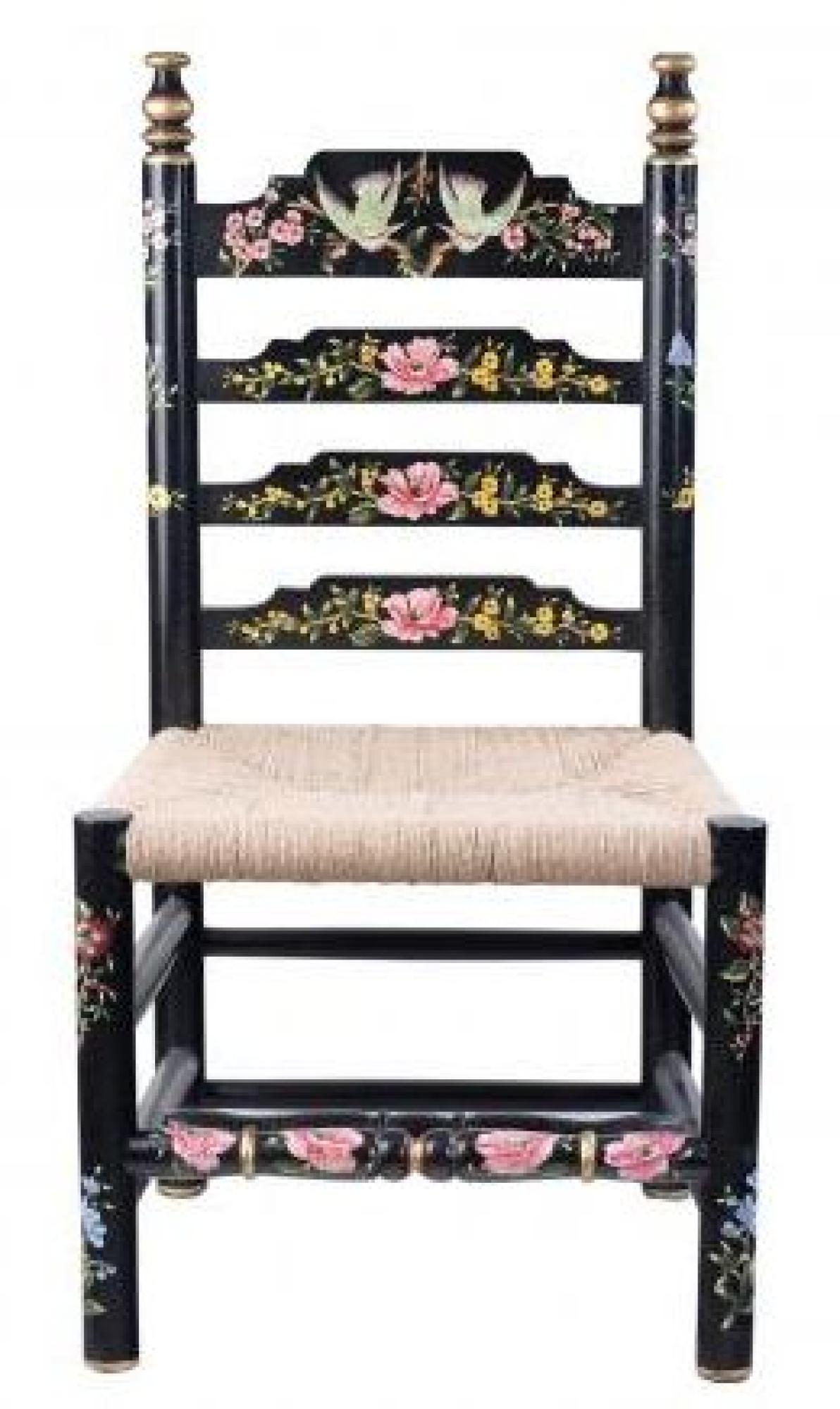 Meerut Dining Chairs - Set of 2 - Wooden - Lyre Bird Design - Black