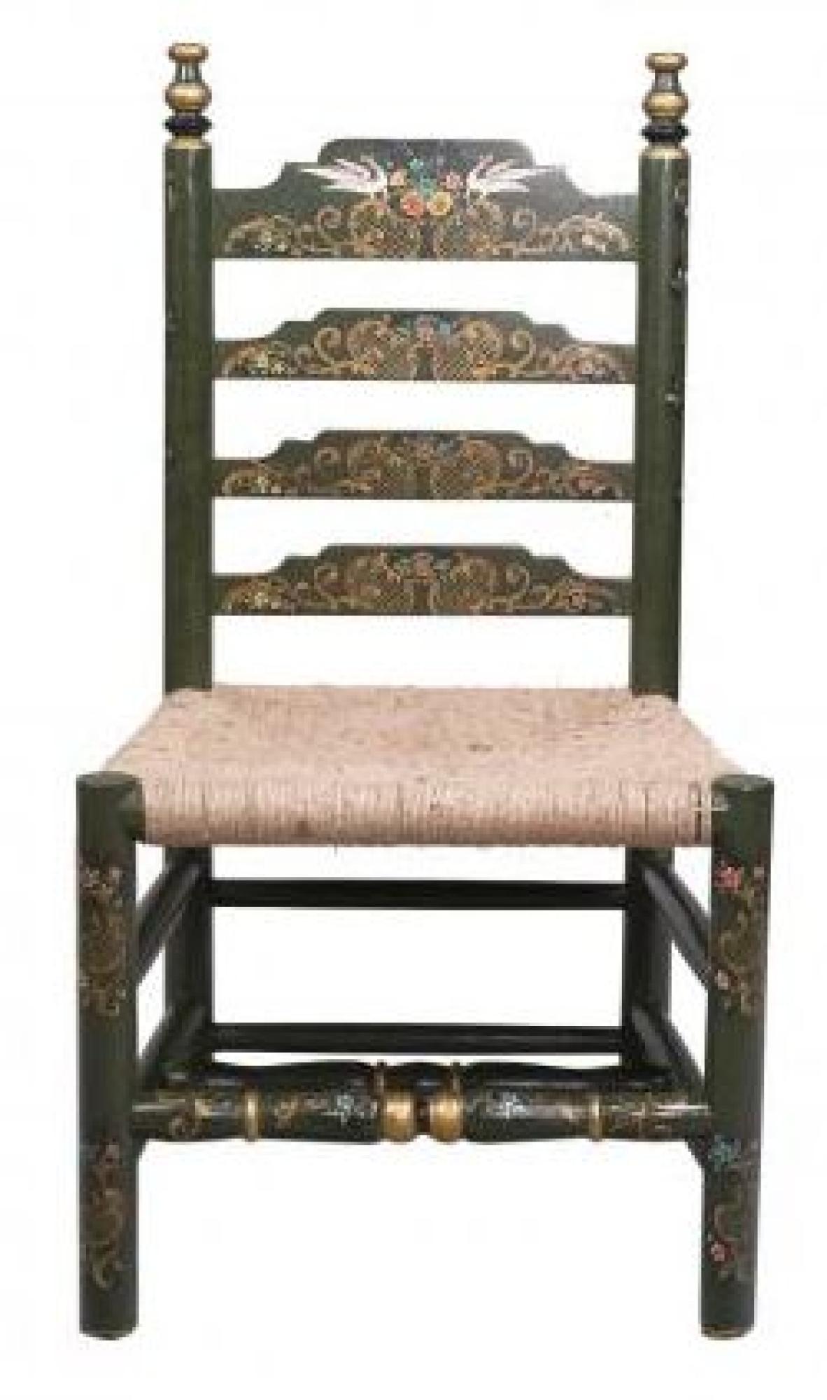 Meerut Dining Chairs - Set of 2 - Wooden - Fountain Design - Green