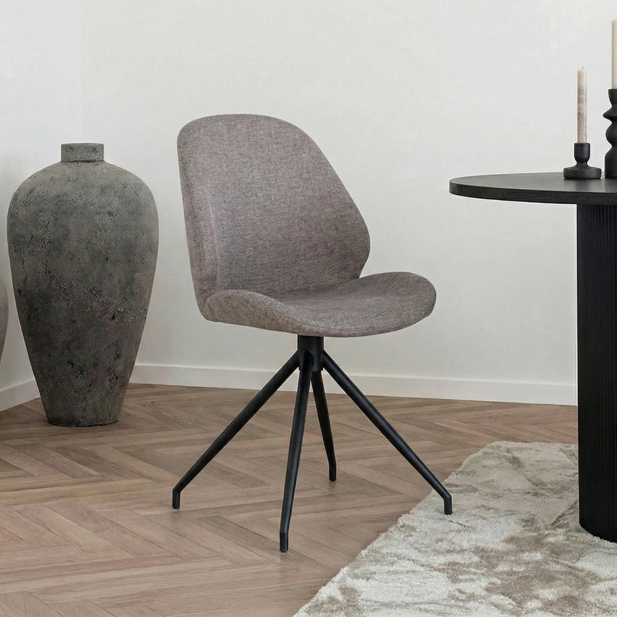 Monte Carlo Dining Chair - Set of 2 - Stone - Fabric - Swivel