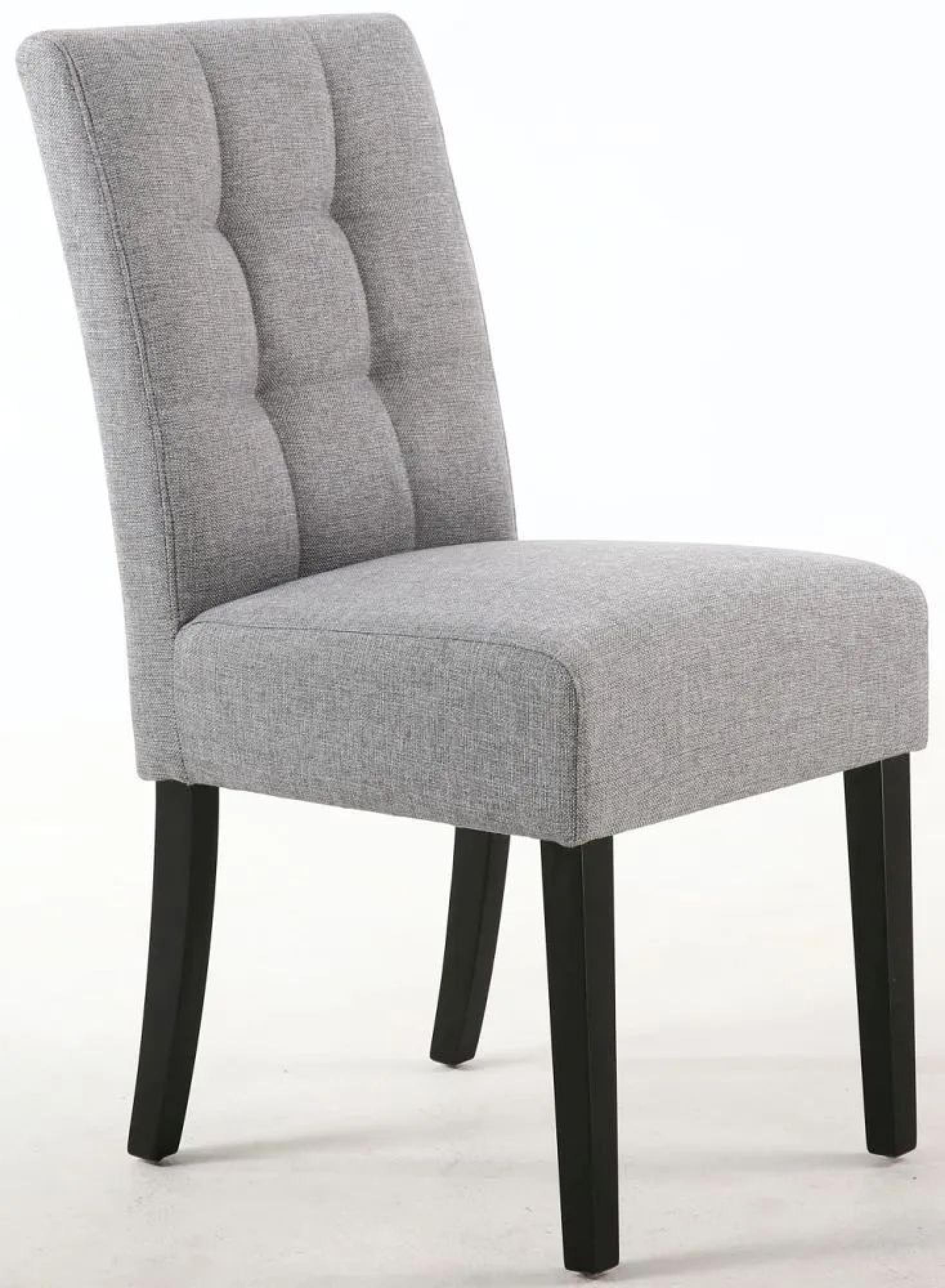 Moseley Dining Chair - Set of 2 - Stitched Waffle - Silver Grey Linen - Black Legs