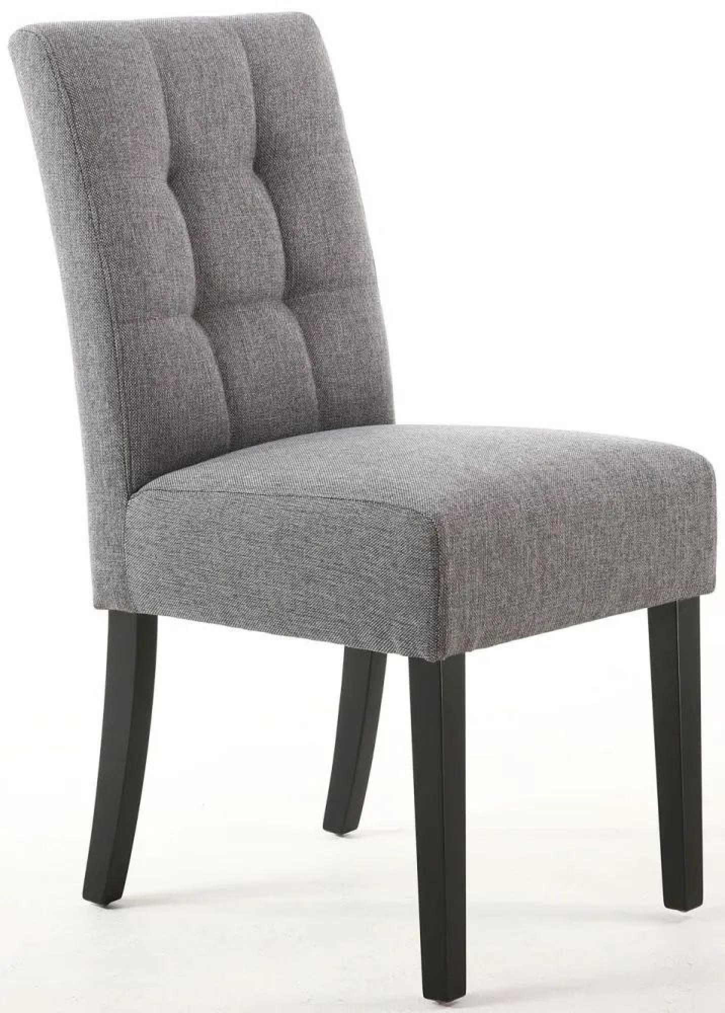 Moseley Dining Chair - Set of 2 - Stitched Waffle - Steel Grey Linen - Black Legs