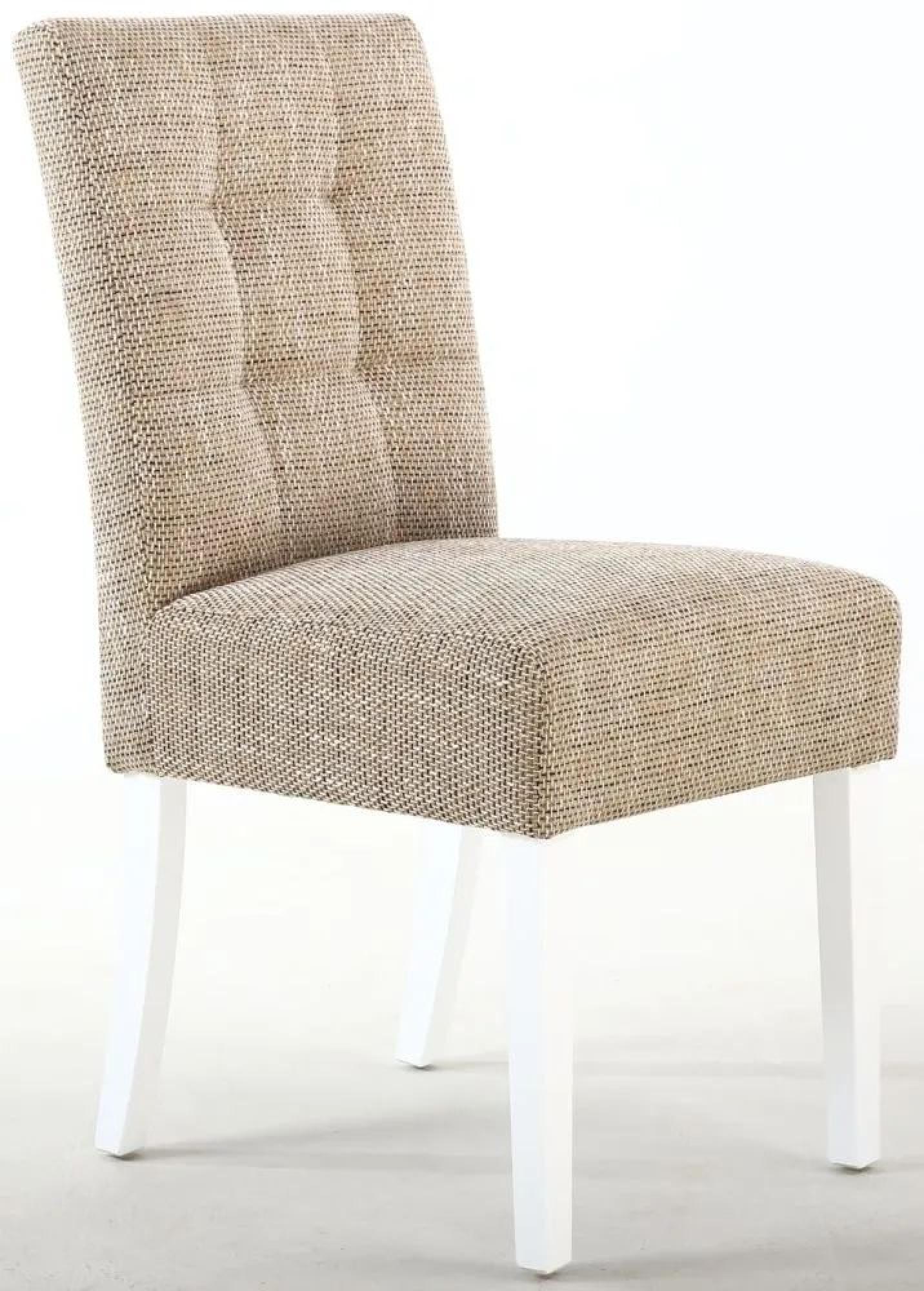 Moseley Dining Chair - Set of 2 - Stitched Waffle - Tweed Oatmeal - White Legs