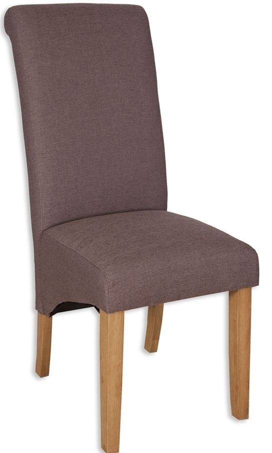 Perth Dining Chairs - Set of 2 - Roll Back - Fabric - Beige