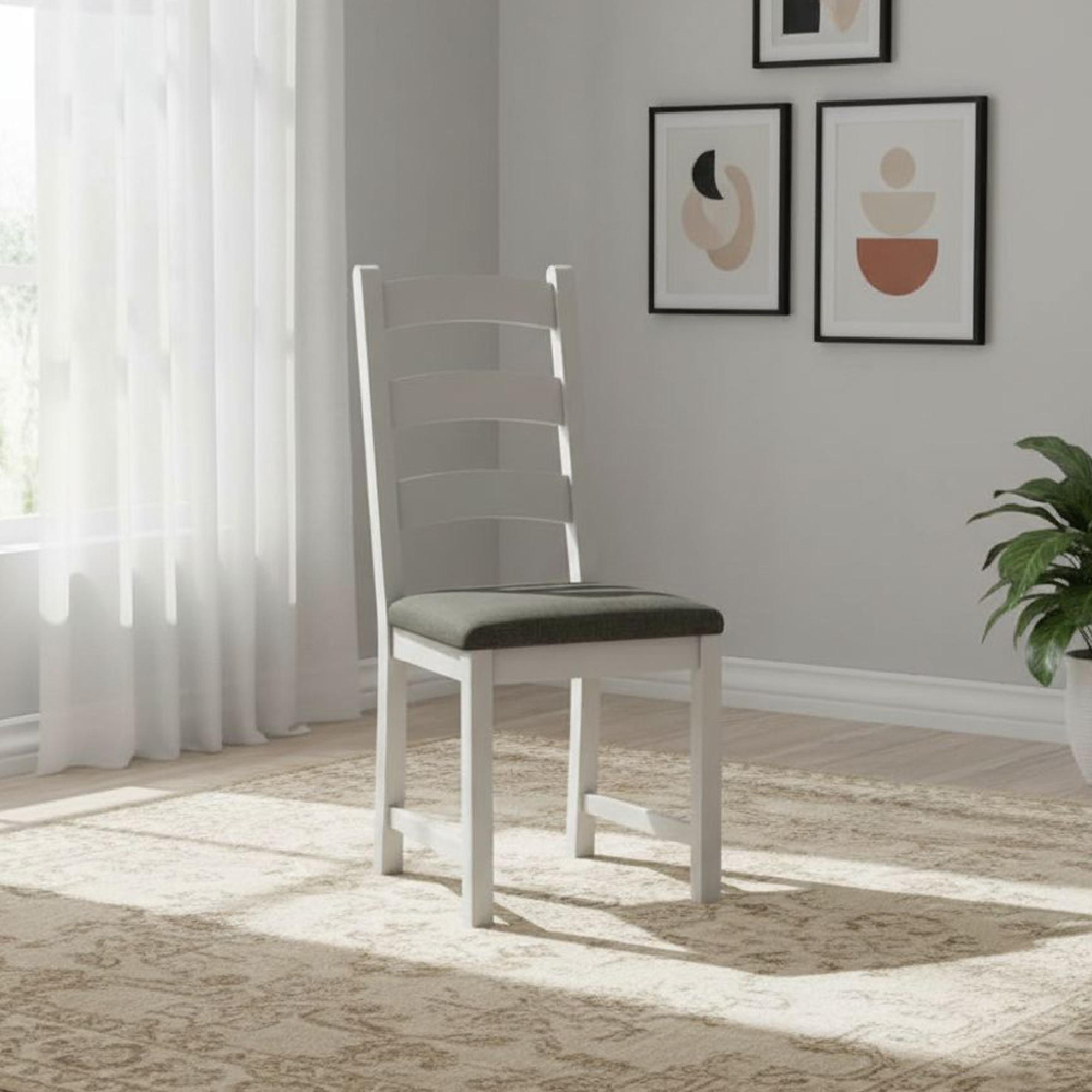 Salcombe Dining Chair - Set of 2 - Ladder Back - Grey Oak - Charcoal Fabric