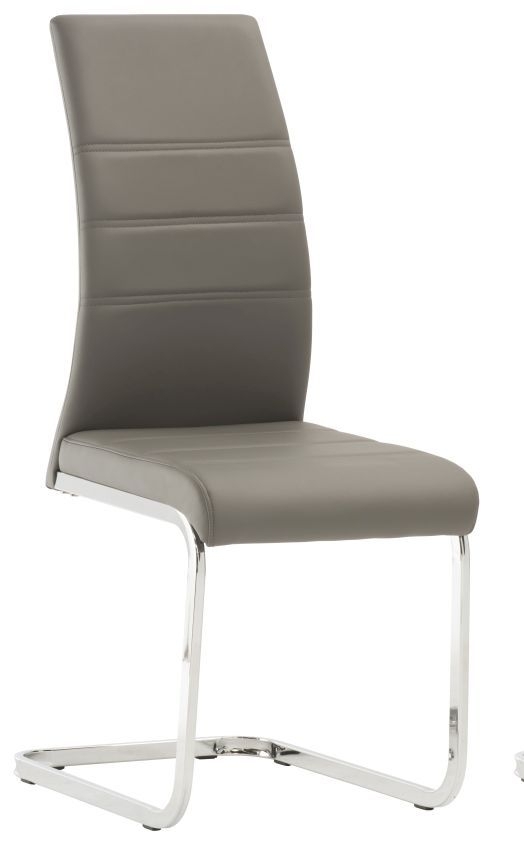 Soho Dining Chair - Set of 2 - Chrome Cantilever - Grey Faux Leather