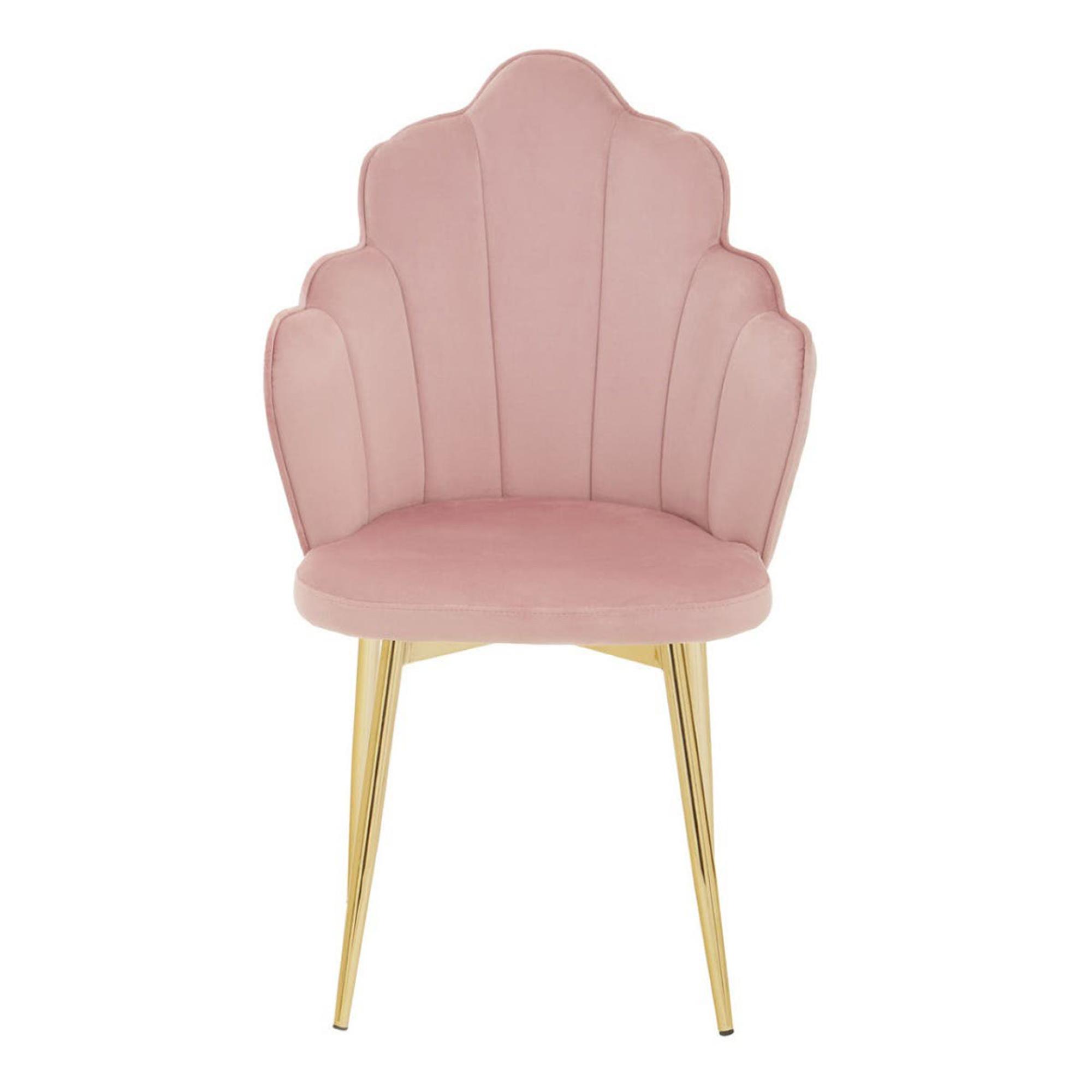 Tian Dining Chair - Set of 2 - Pink Velvet Fabric with Gold Legs