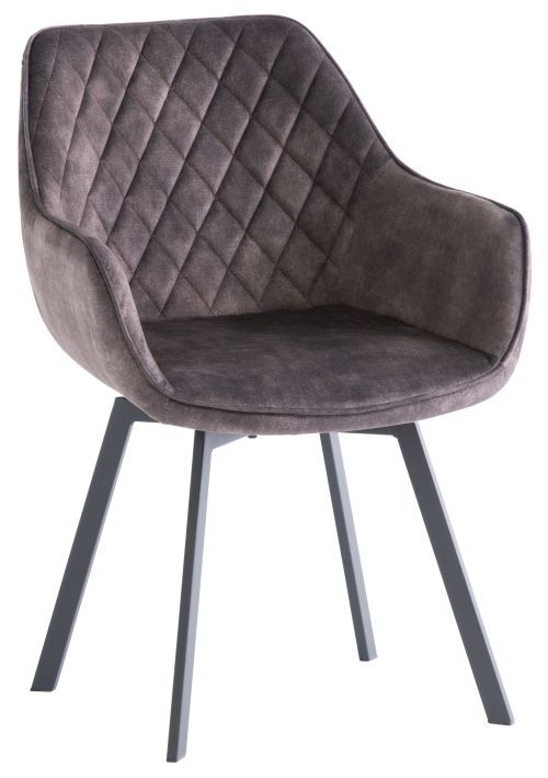Viola Swivel Dining Chair - Set of 2 - Graphite Velvet Fabric