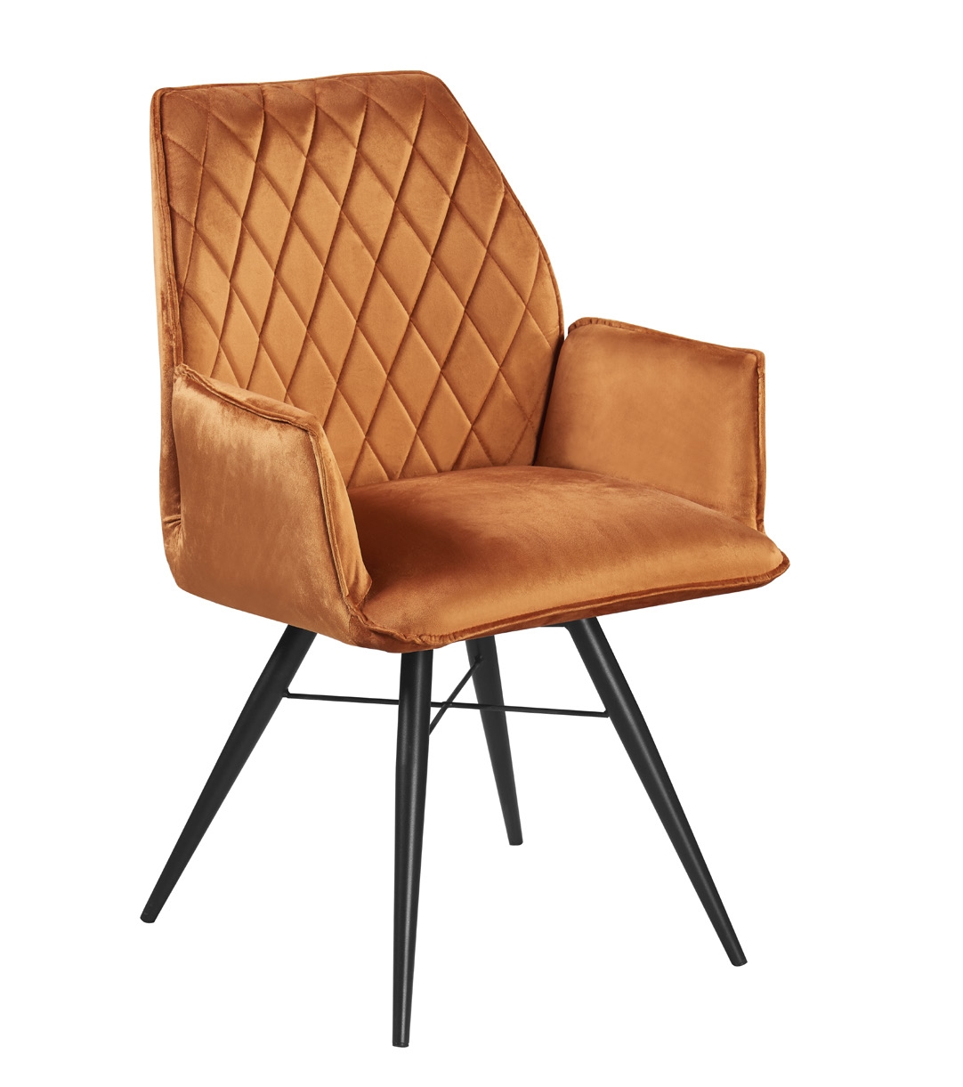 Vista Dining Armchairs - Set of 2 - Swivel - Burnt Orange Velvet Fabric