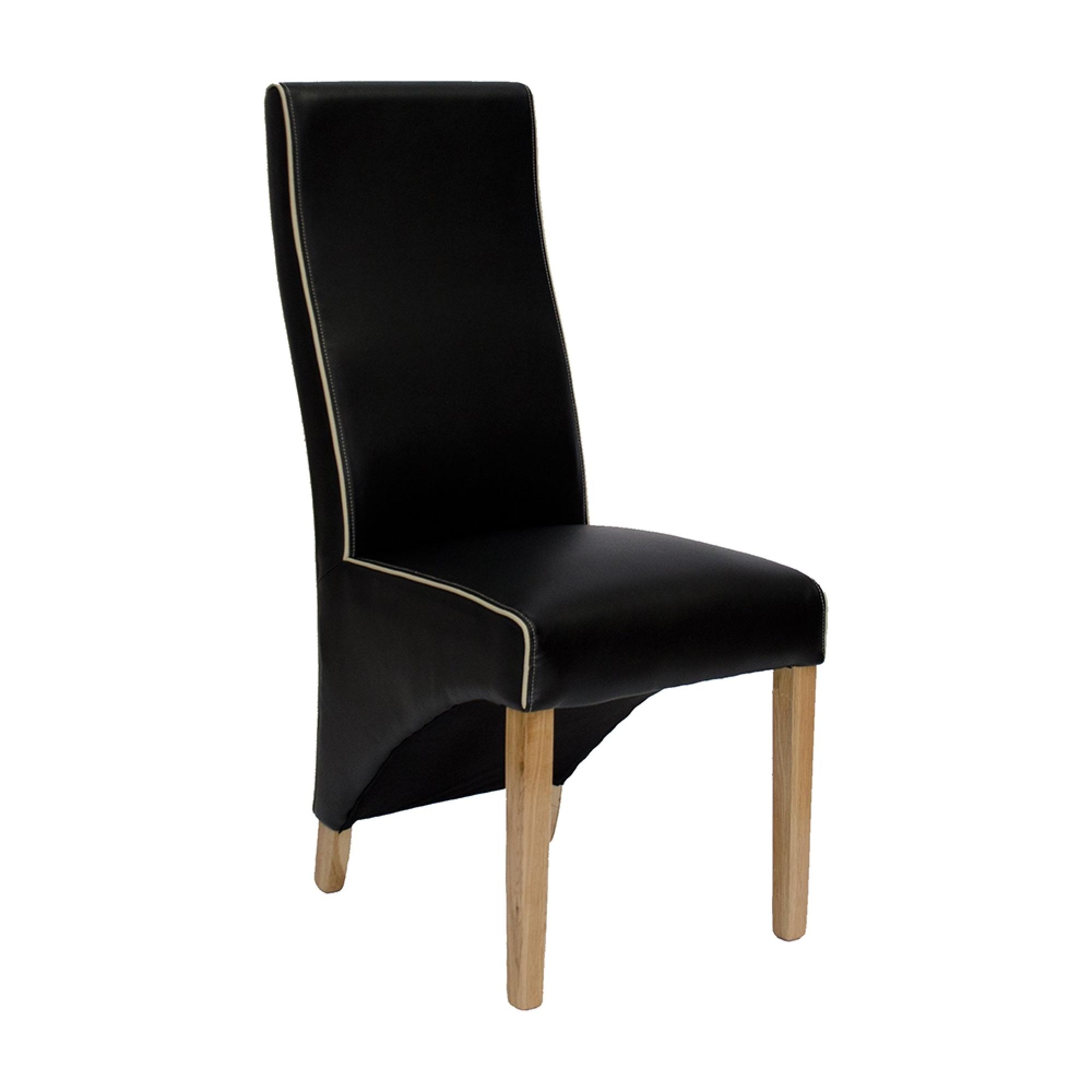 Wave Dining Chair - Set of 2 - Bone Contrast Piping Monaco Matt Noir