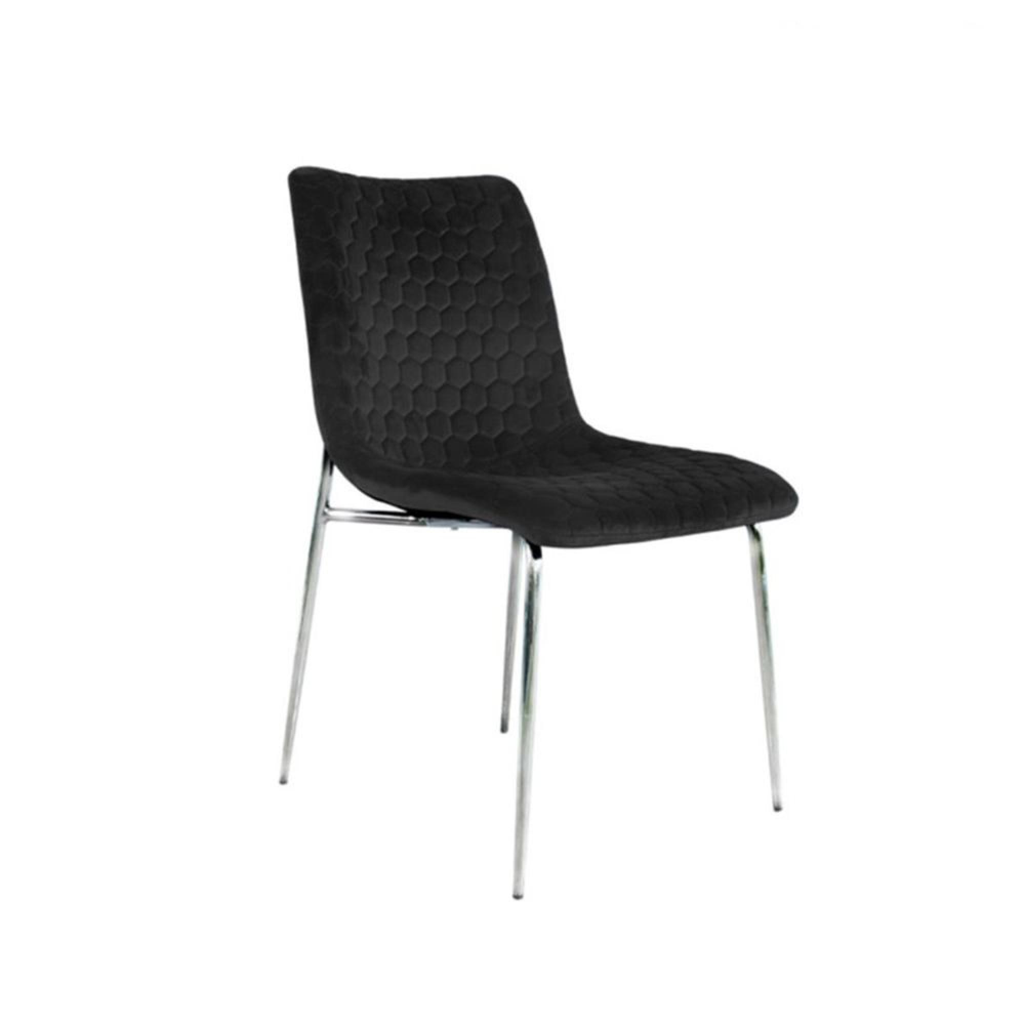 Zula Dining Chair - Set of 2 - Black Velvet Fabric - Chrome Legs