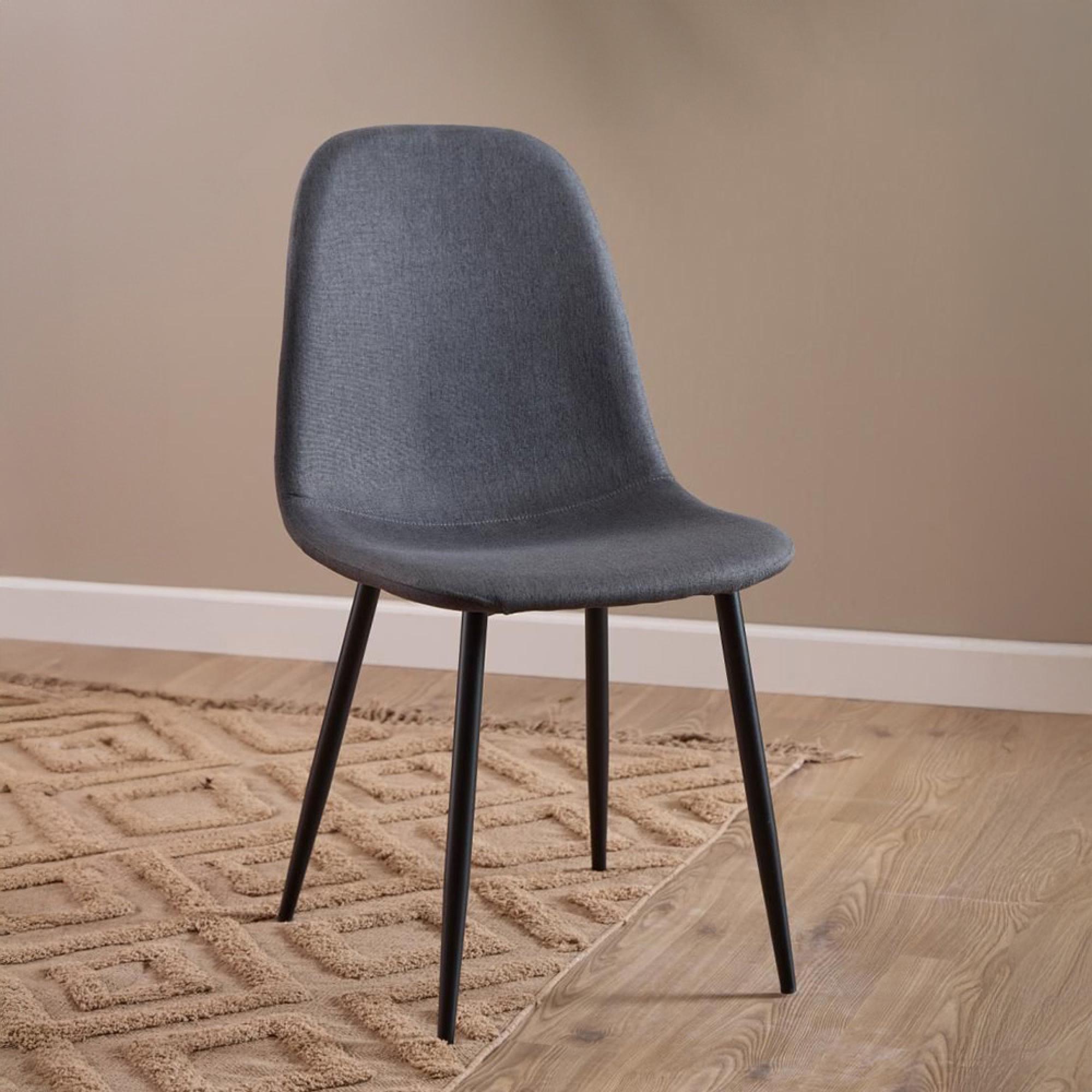 Celia Dining Chair - Set of 4 - Dark Grey Fabric