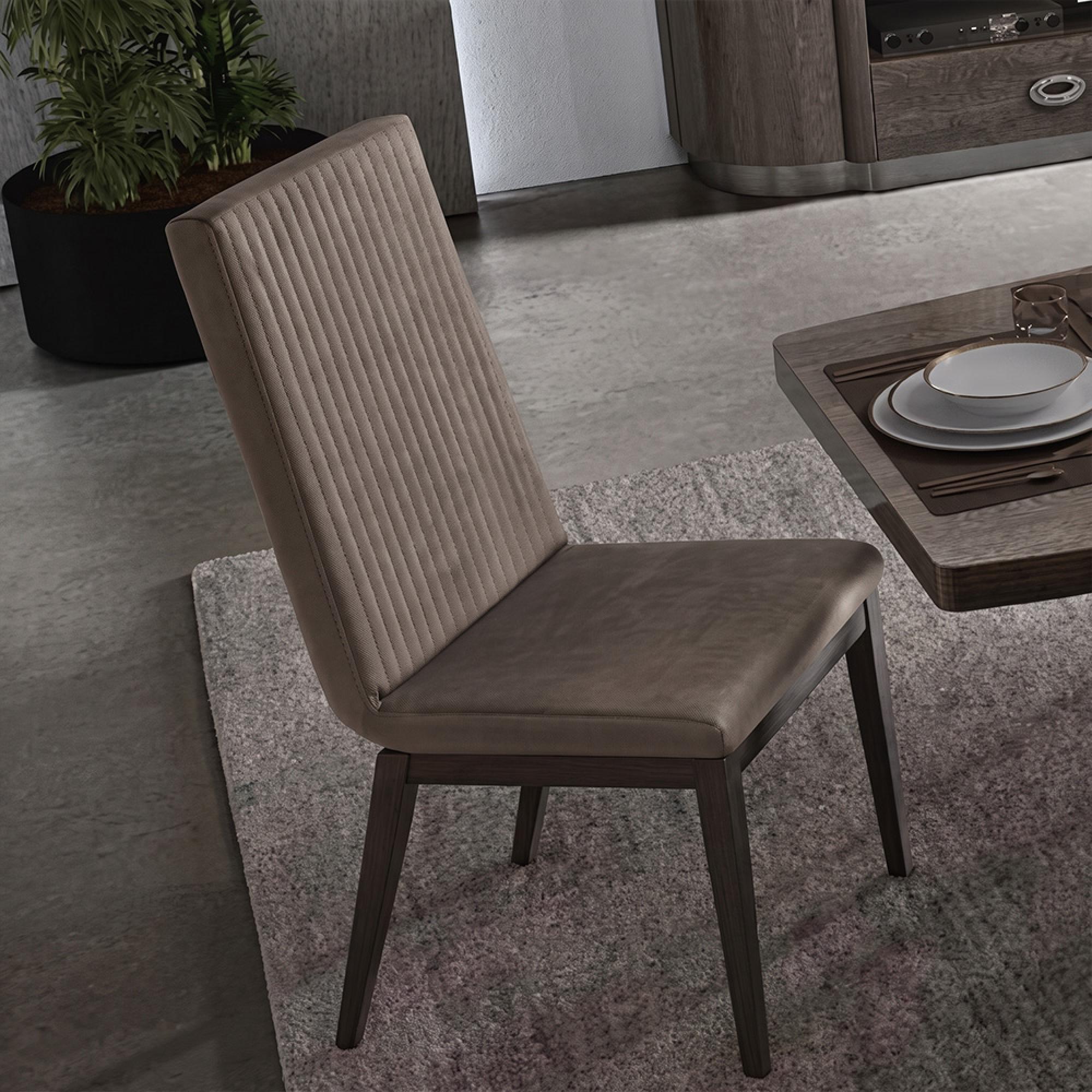 Armonia Italian Dining Chair - Flute Fabric - Silver Birch