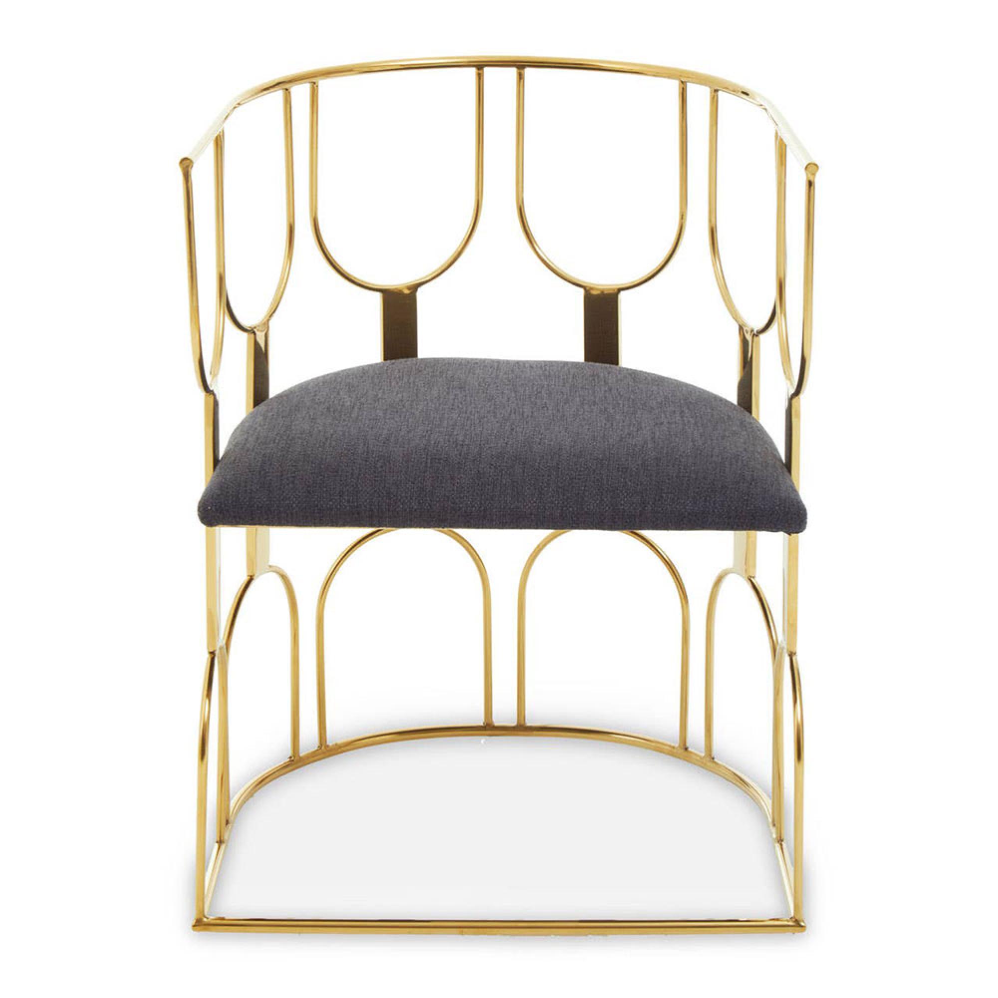 Azalea Dining Chair - Black Fabric with Gold Metal